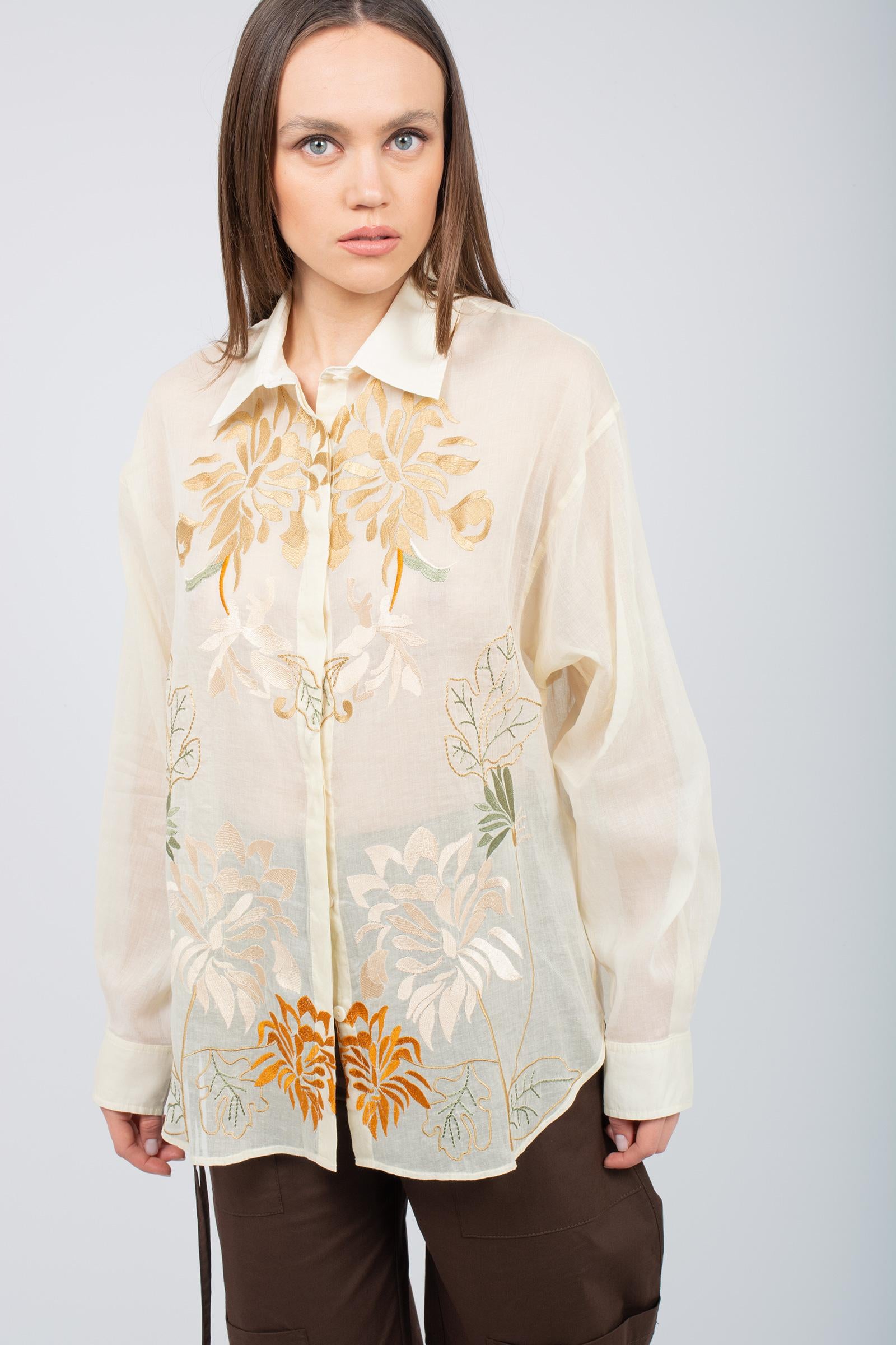camicia in ramie ricamato CA141750780089 006 SEVENTY 