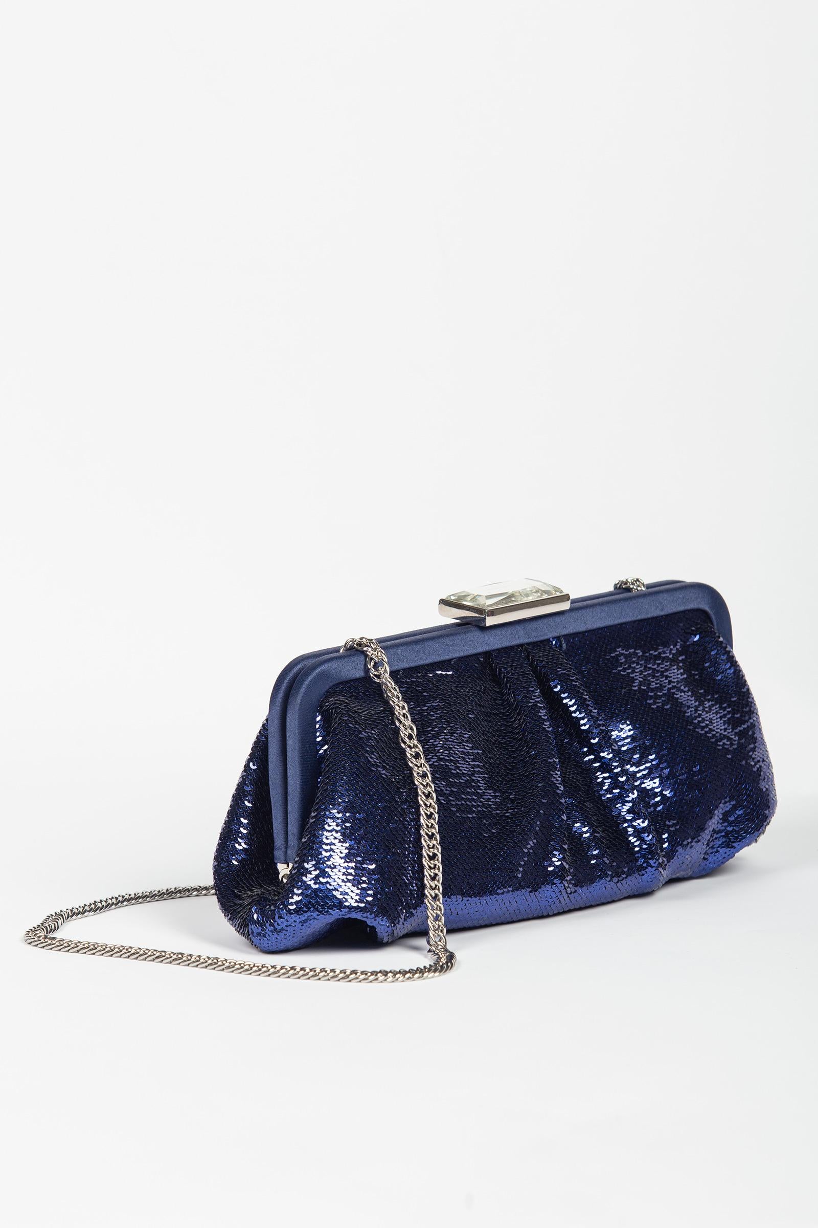 clutch morbida in pailettes ACX675 BLU ANNA CECERE 