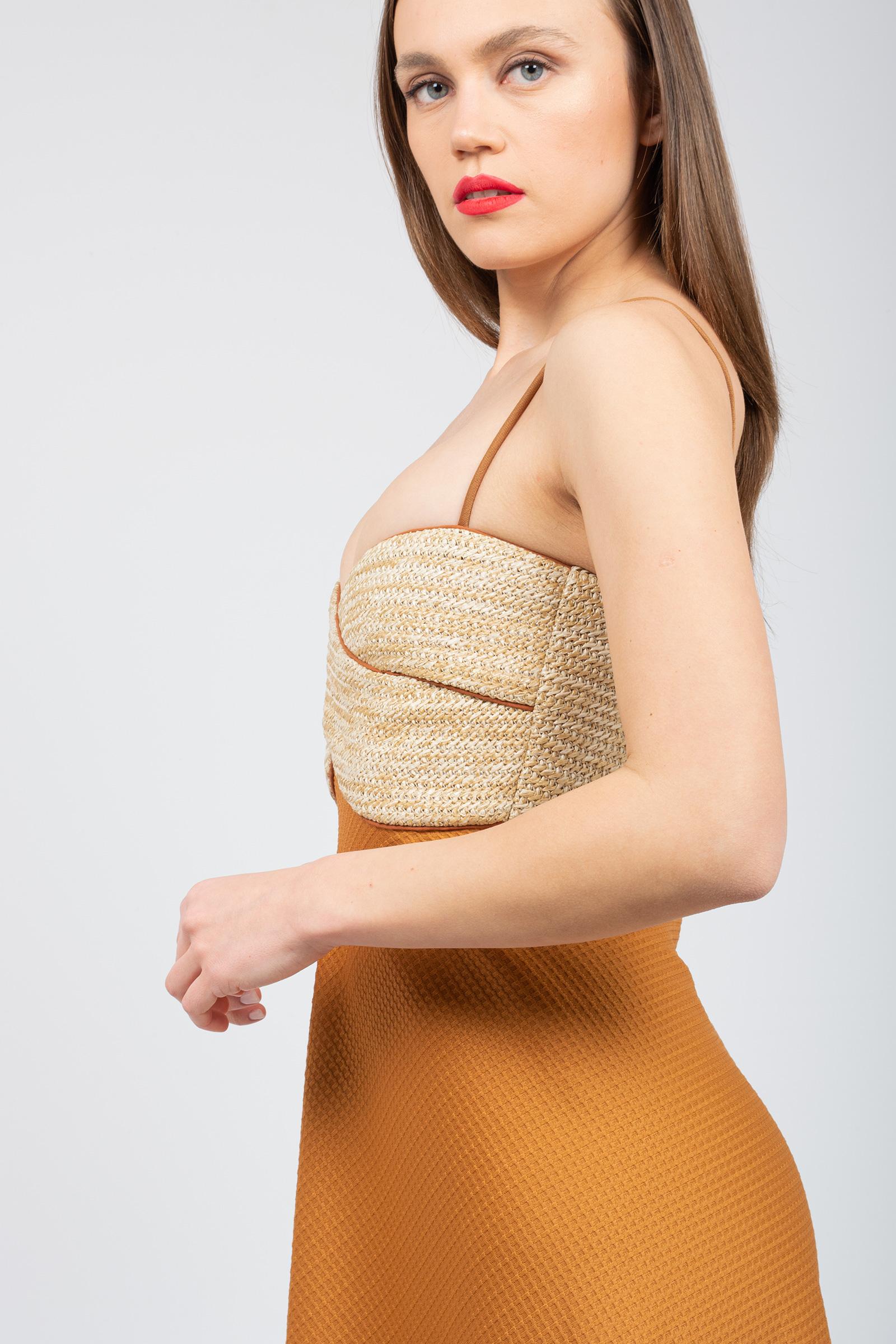 abito con incrocio in rafia 'bagatelle' RO005 RUST ROSANNA OCAMPO 