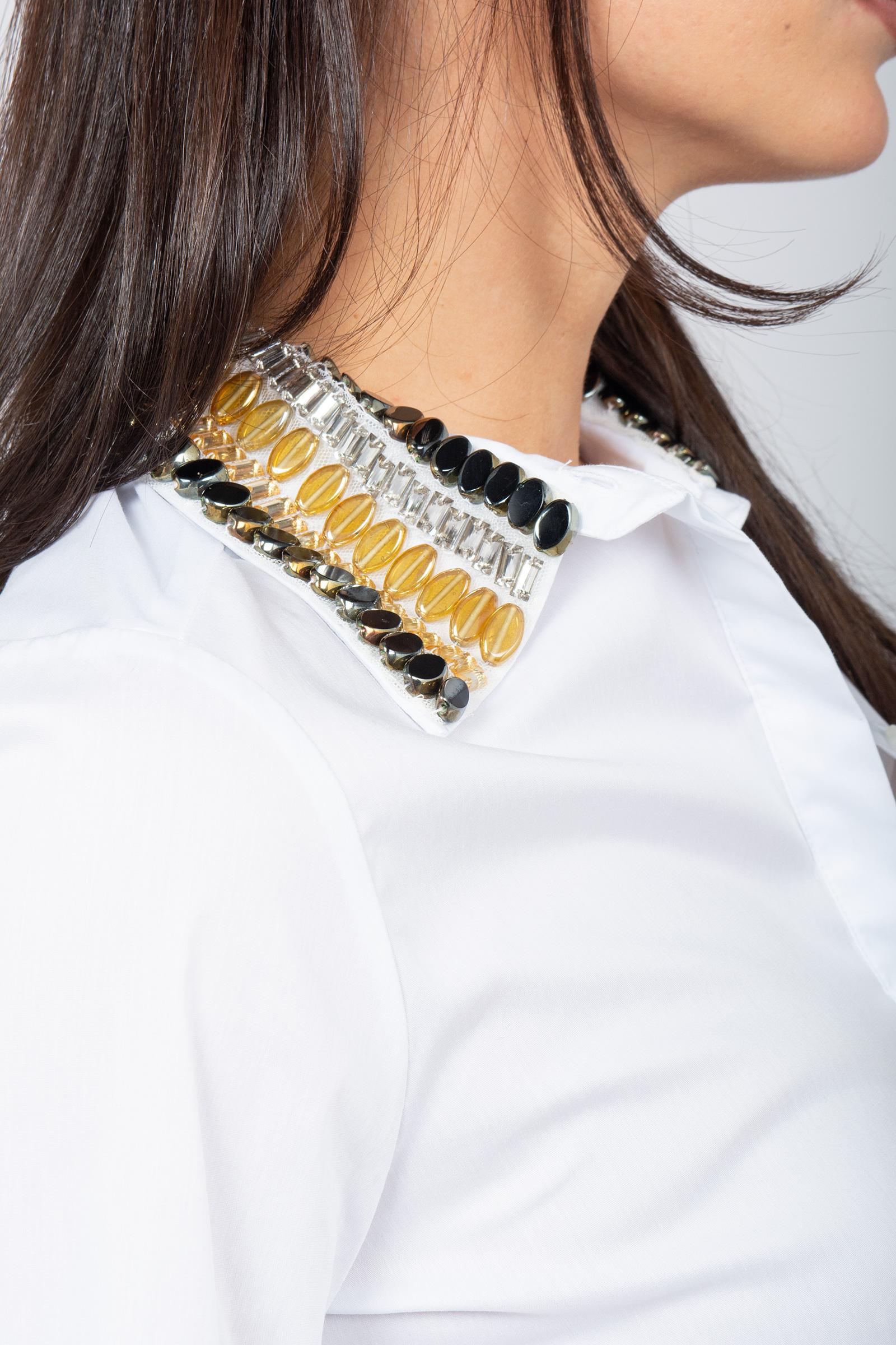 camicia in popeline con colletto ricamato JM556415214 10000 MALIPARMI 