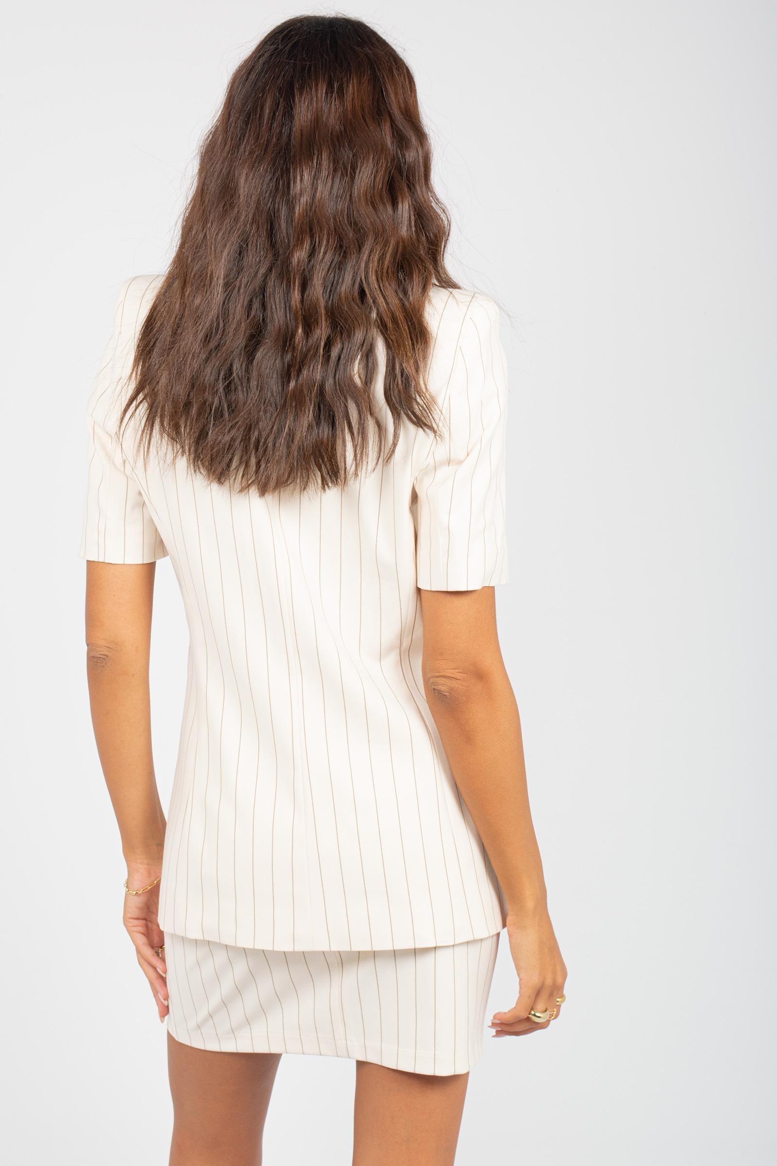 giacca mazzamanica gessata GI1032ART15100 WHITE ACTUALEE 