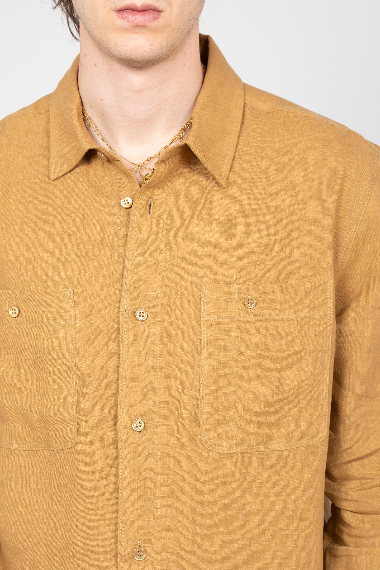 camicia oversize in lino B6AB0018 BEIGE AMARANTO 