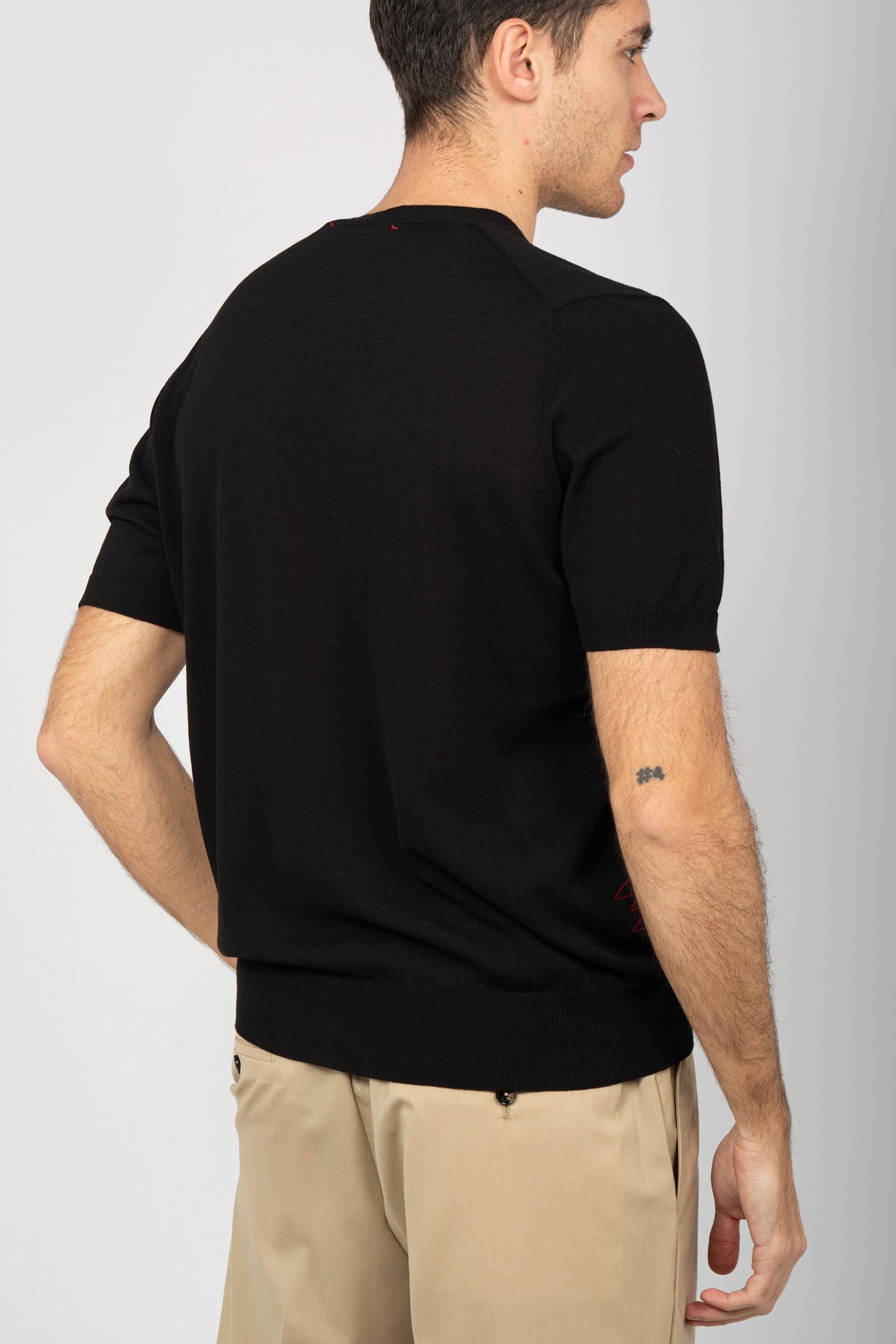 girocollo in filo di cotone B9D01017D NERO AMARANTO 