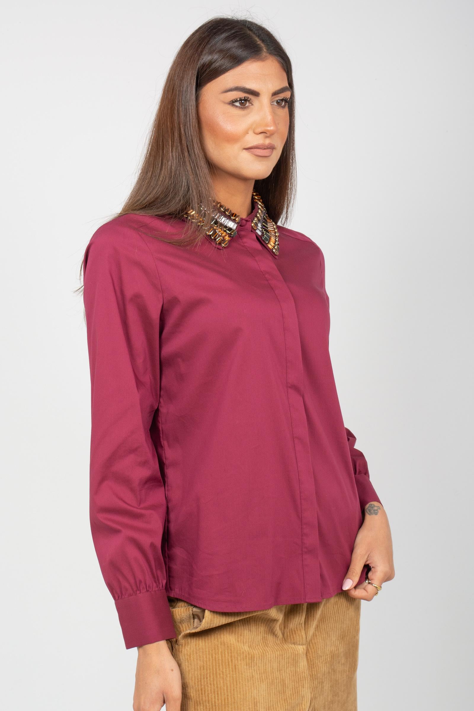 camicia in popeline con colletto ricamato JM556415214 50022 MALIPARMI 