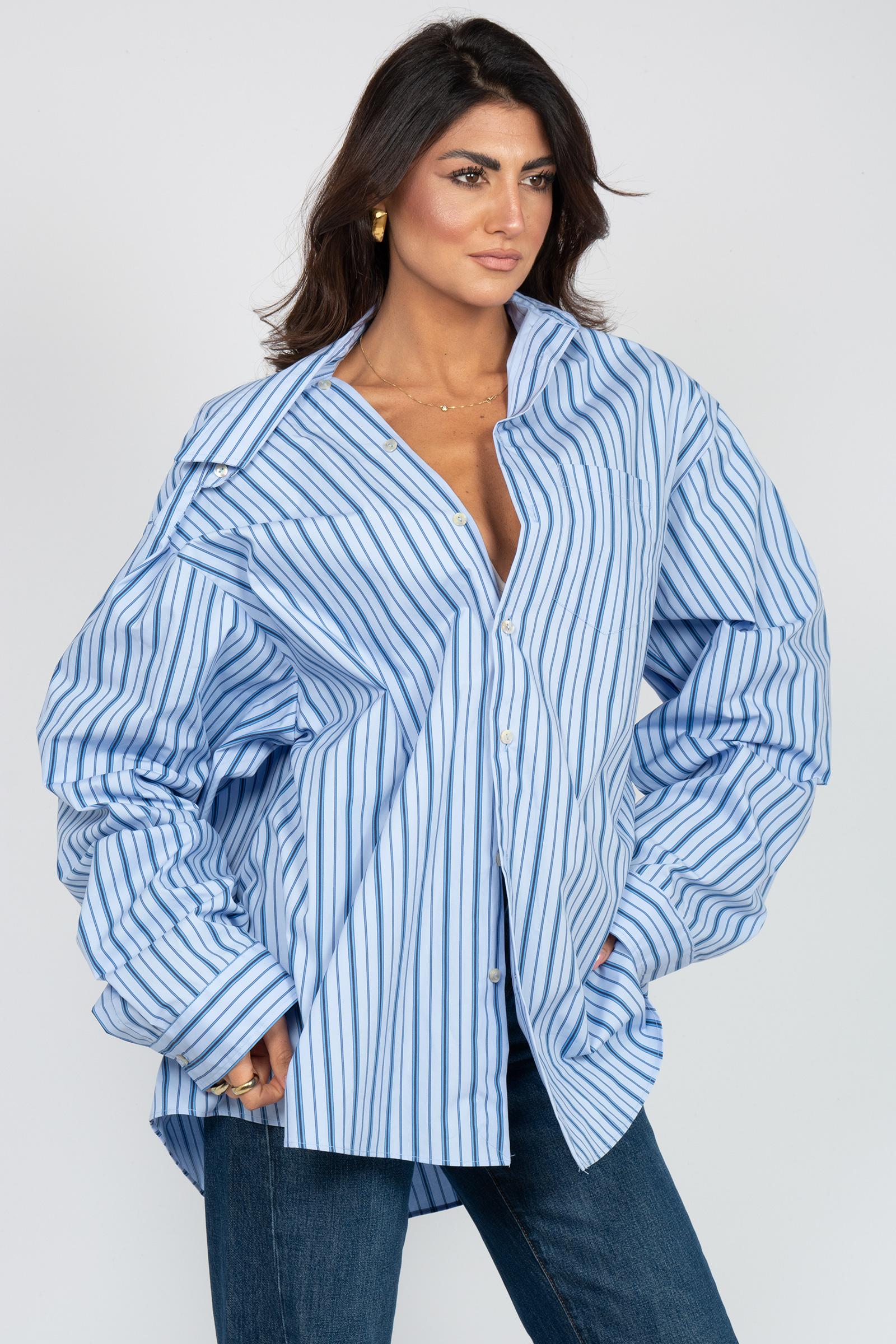 camicia oversize in cotone a righe S6PKWOSI125 186 A PAPER KID 