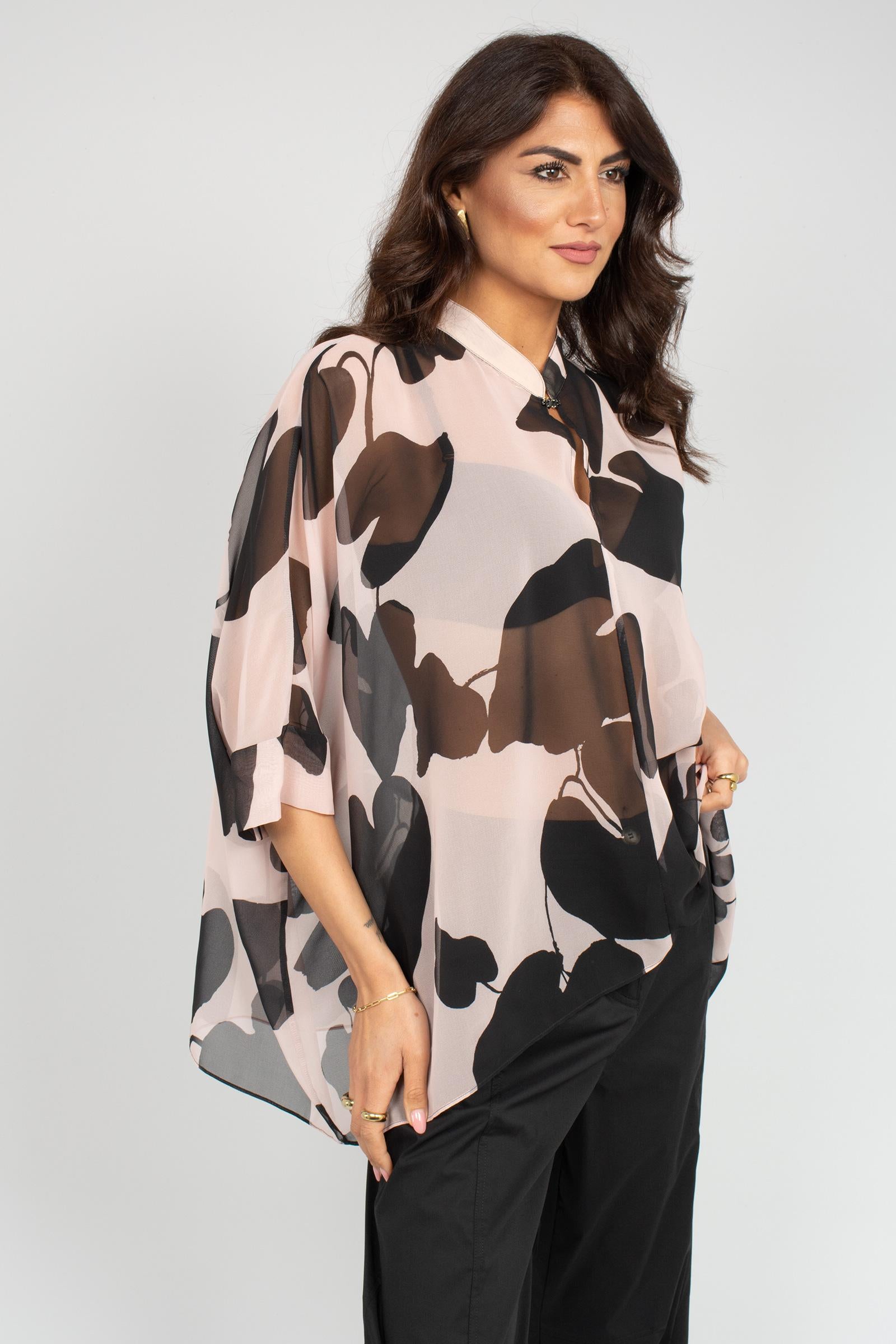 camicia oversize in georgette stampata 2226E100354N 41 DIANA GALLESI 