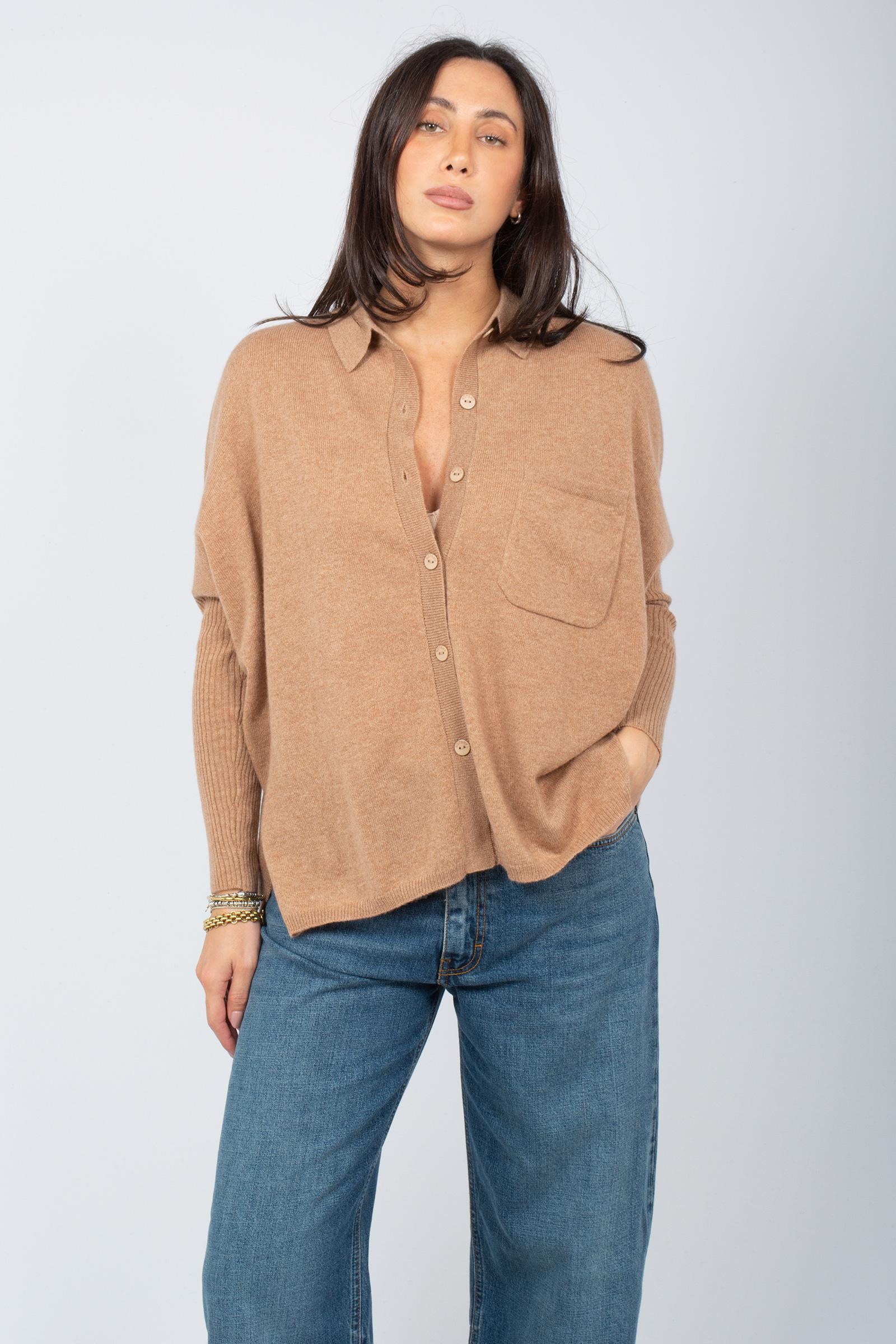 camicia in cashmere 4704013C CAMEL NOT SHY 
