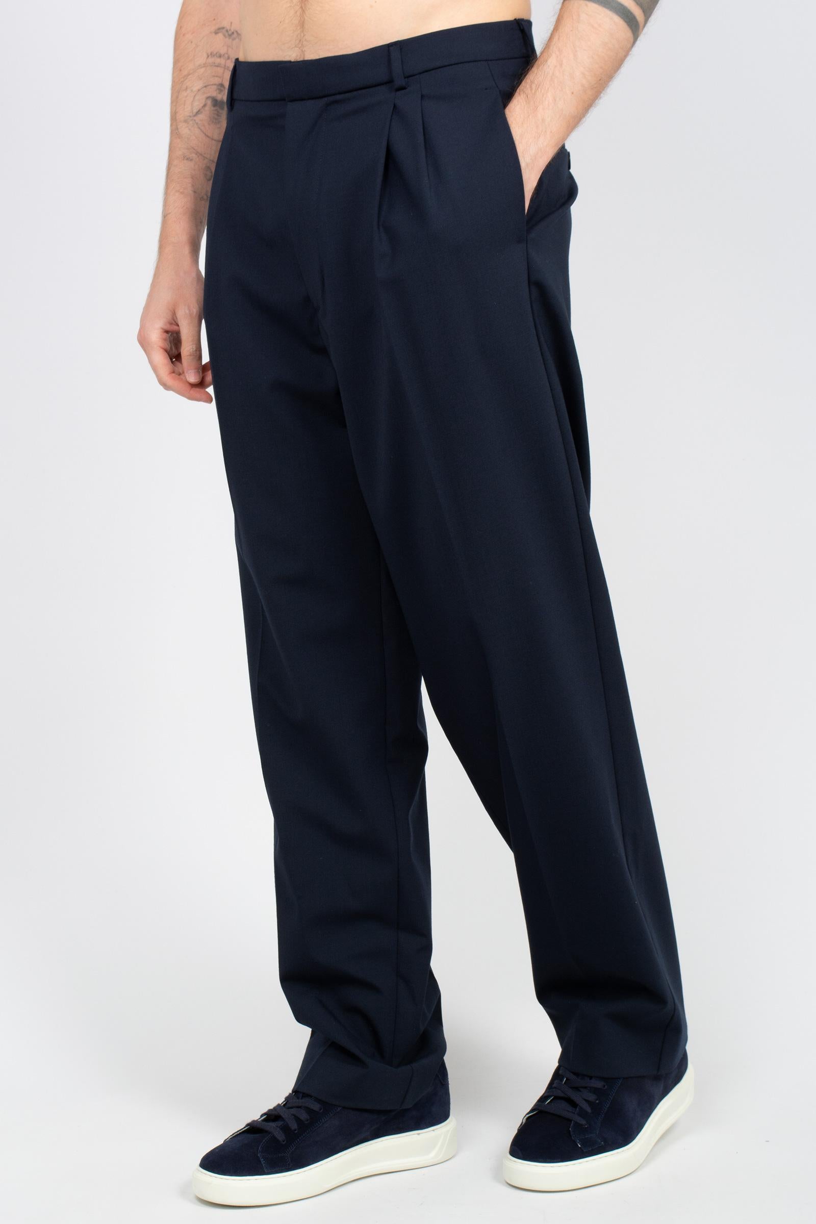 pantalone in misto lana B6AB0041 BLUE AMARANTO 