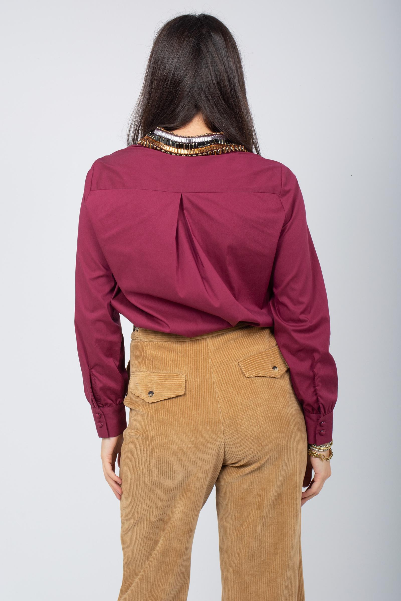 camicia a righe con ricami JM556415212 33B10 MALIPARMI 