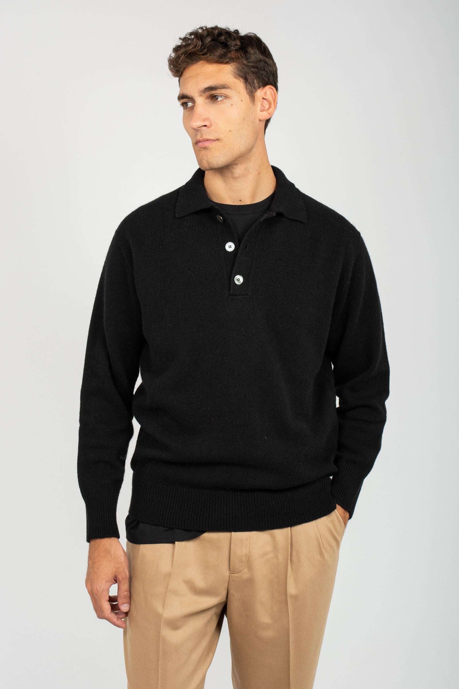 polo in lana B9F0102 NERO AMARANTO 