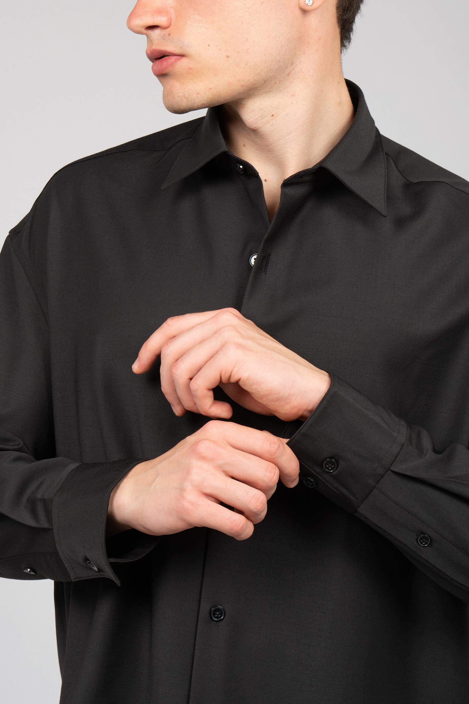 camicia oversize in misto lana 850400 BLACK STUDIO SEIDENSTICKER 