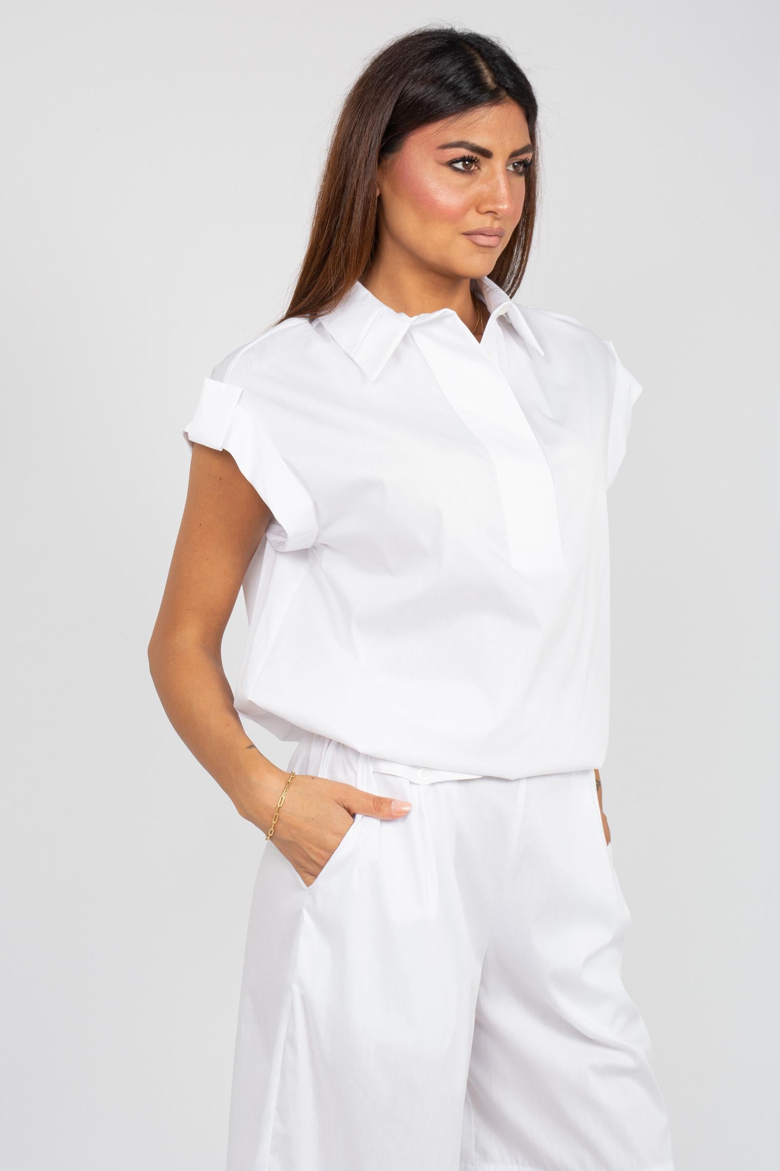 blusa in misto cotone stretch SS2213128 002 ANNA SERAVALLI 