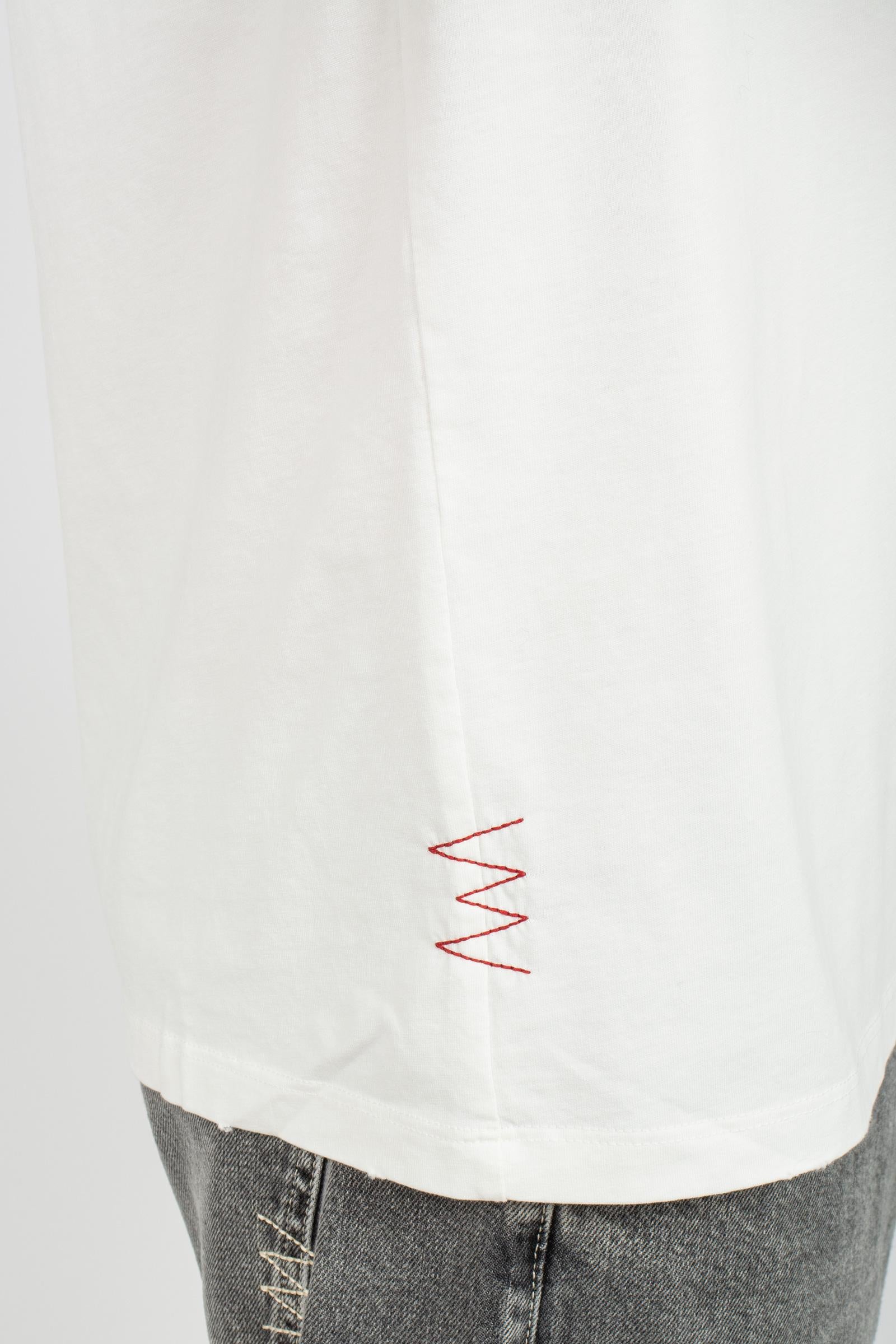 t-shirt in cotone B6F0042 NATURALE AMARANTO 