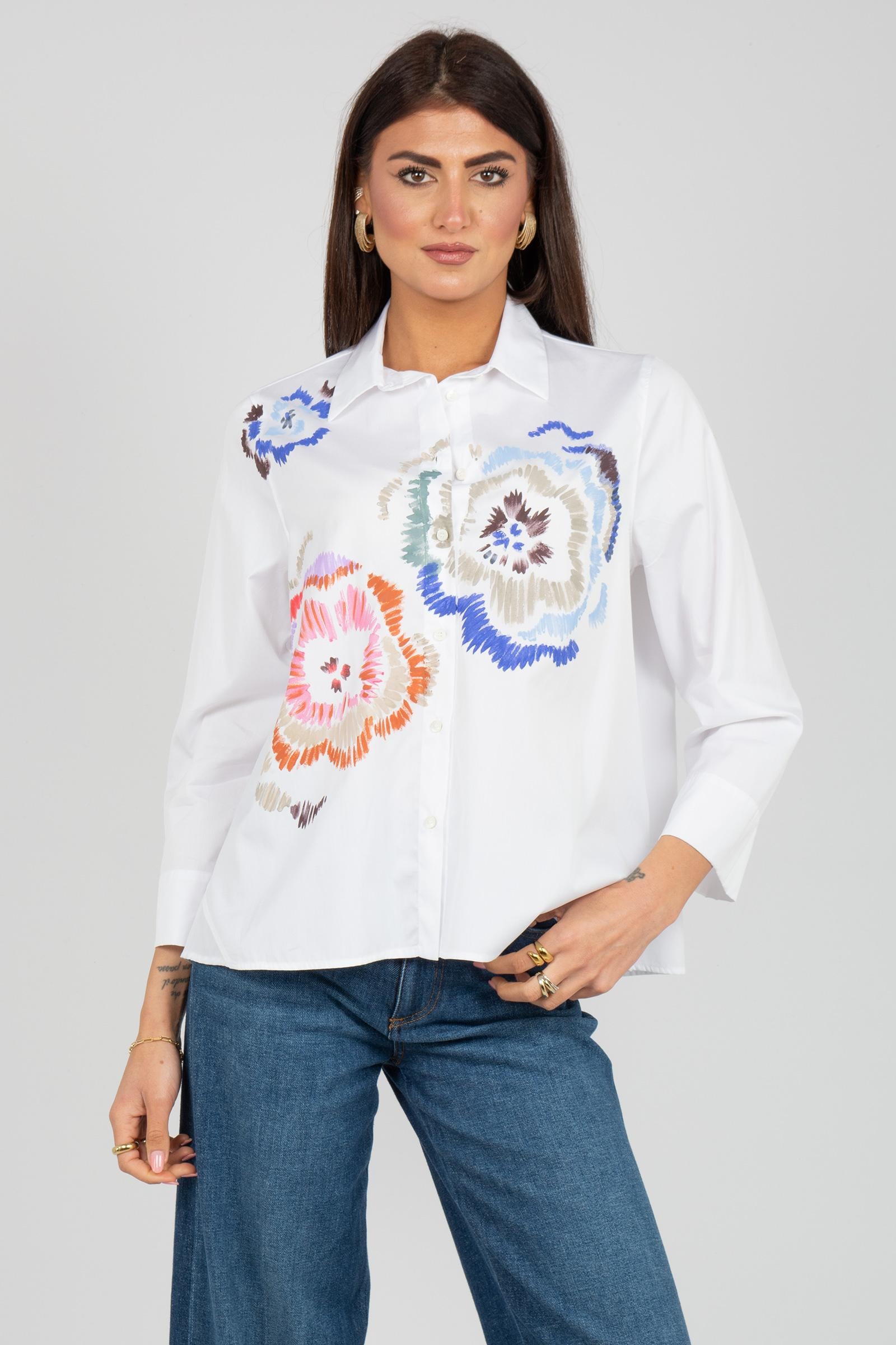 camicia in cotone con stampa S7459BH390 01 ROSSO 35 