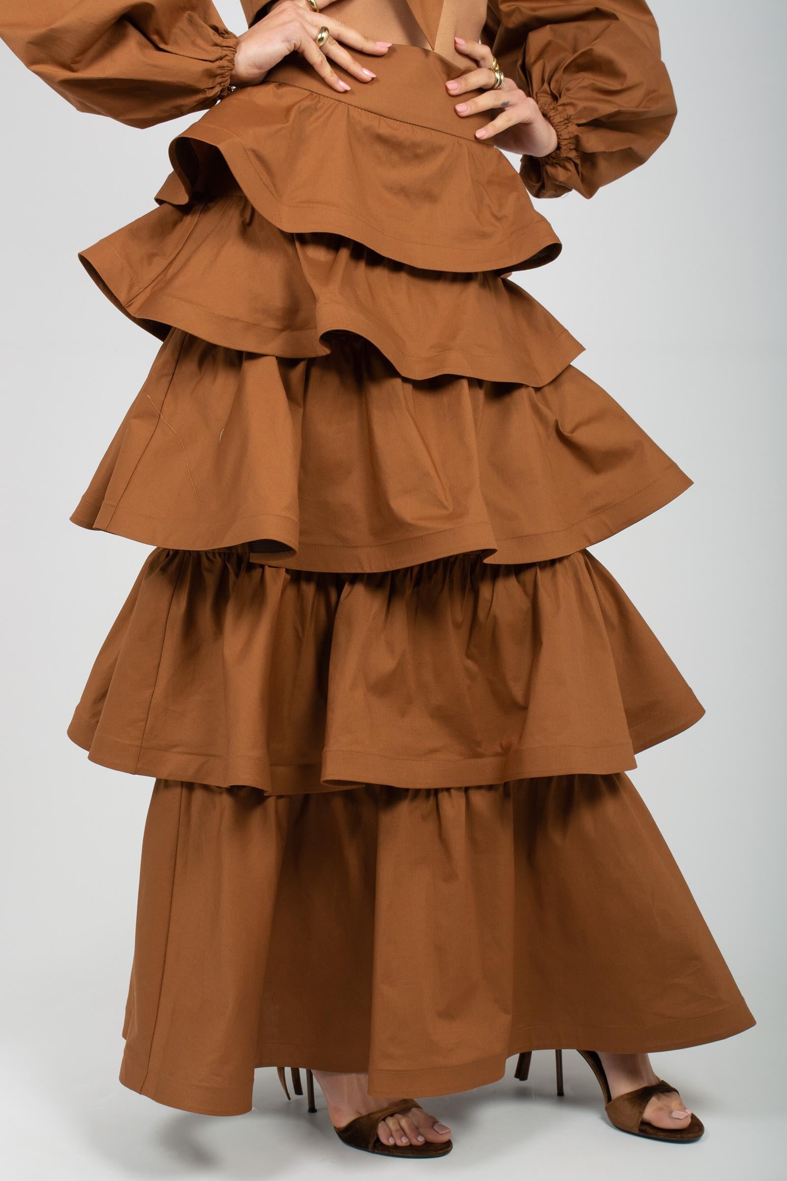 gonna a balze in cotone GO3557ART16182 BROWN ACTUALEE 