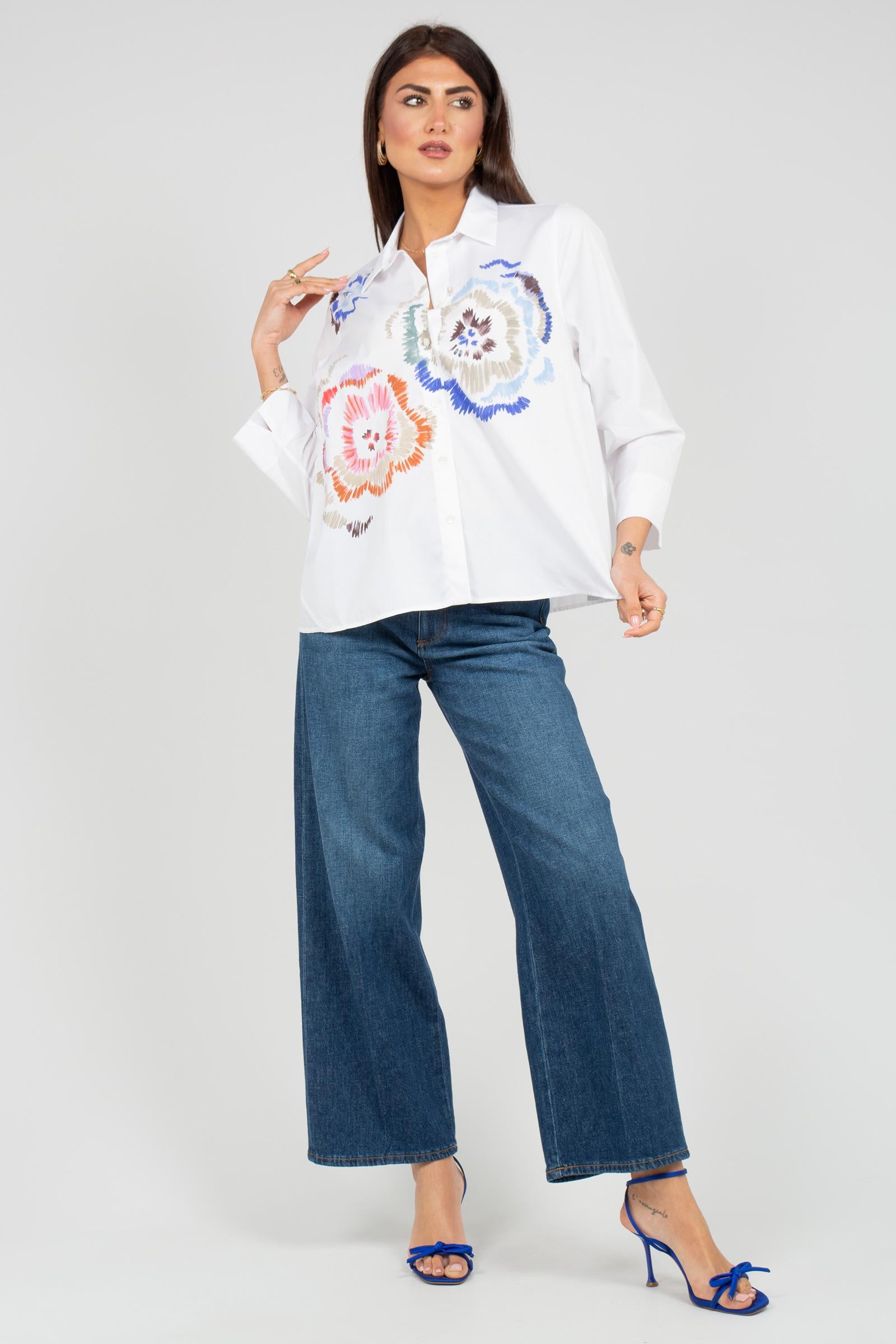 camicia in cotone con stampa S7459BH390 01 ROSSO 35 