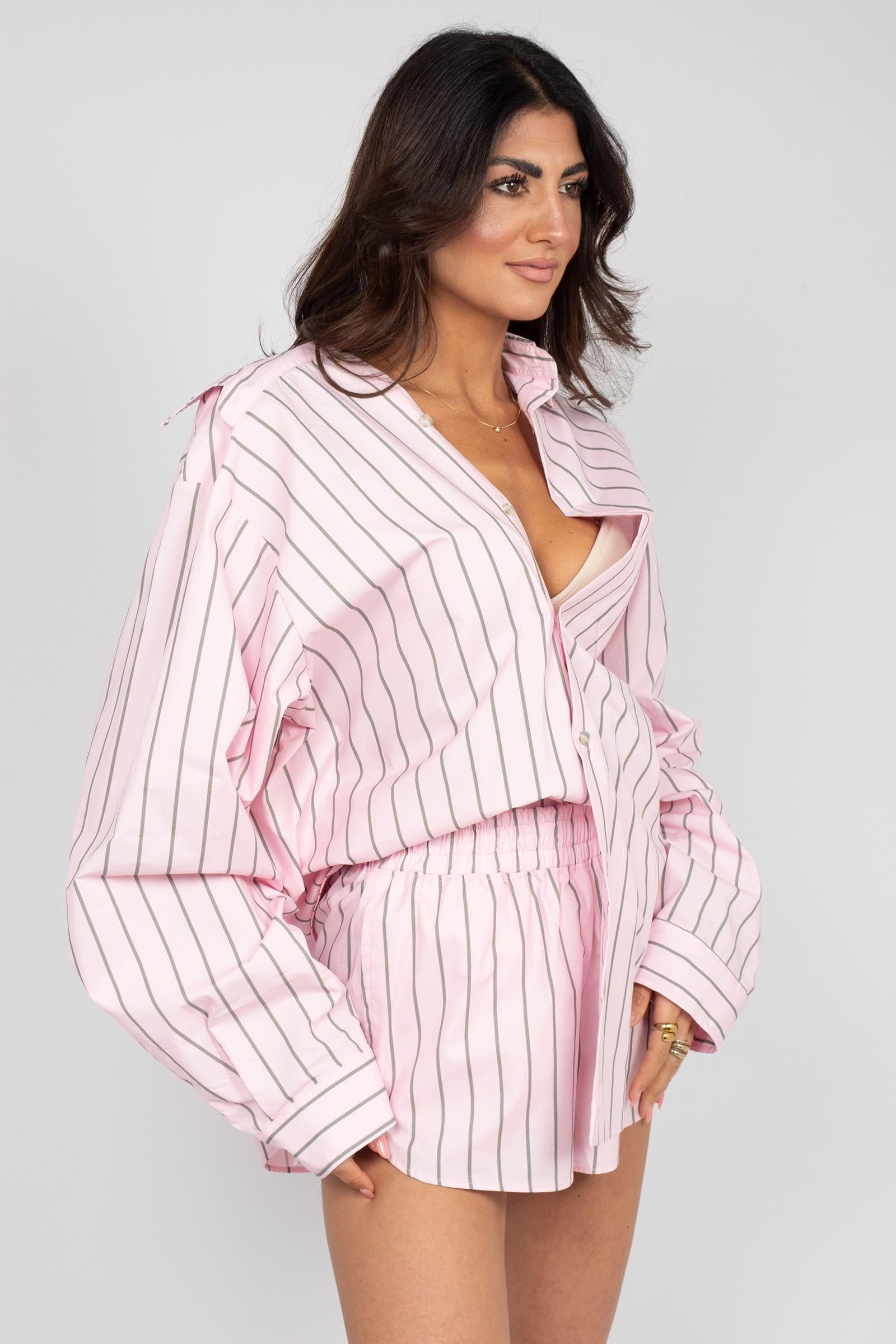 camicia oversize in cotone a righe S6PKWOSI125 041 A PAPER KID 