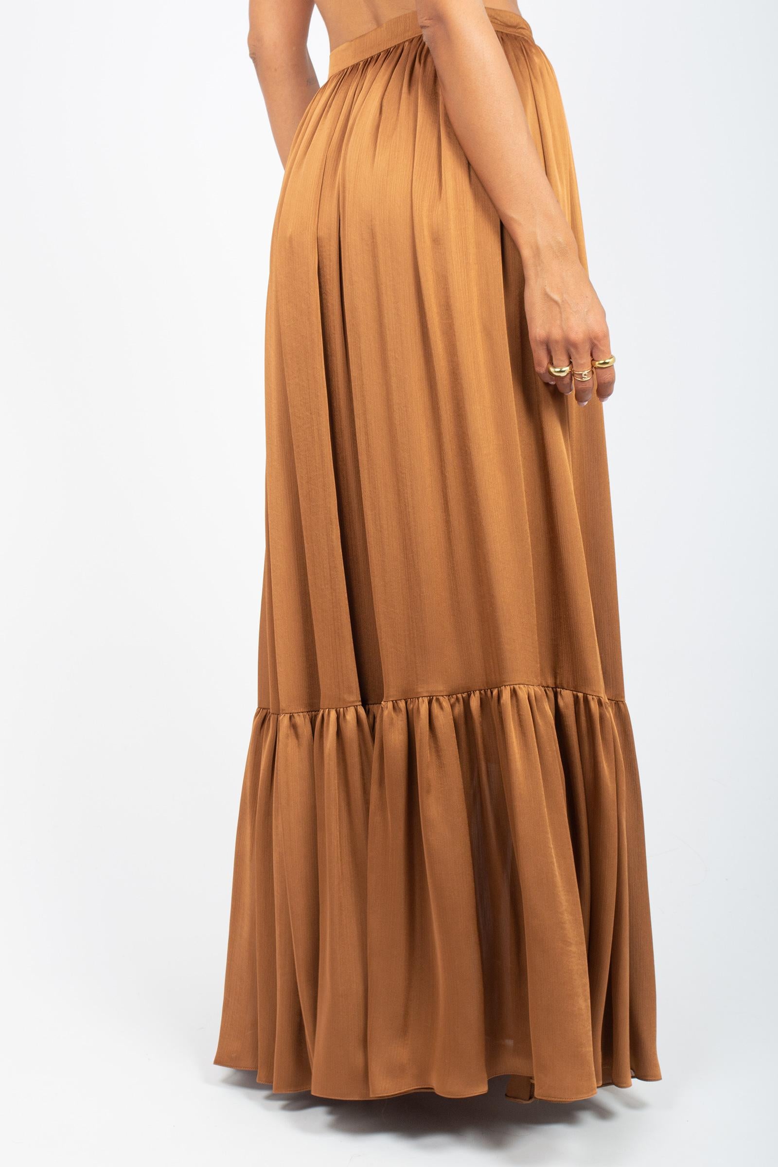 gonna lunga con balza GO3537ART15106 CHOCOLAT ACTUALEE 