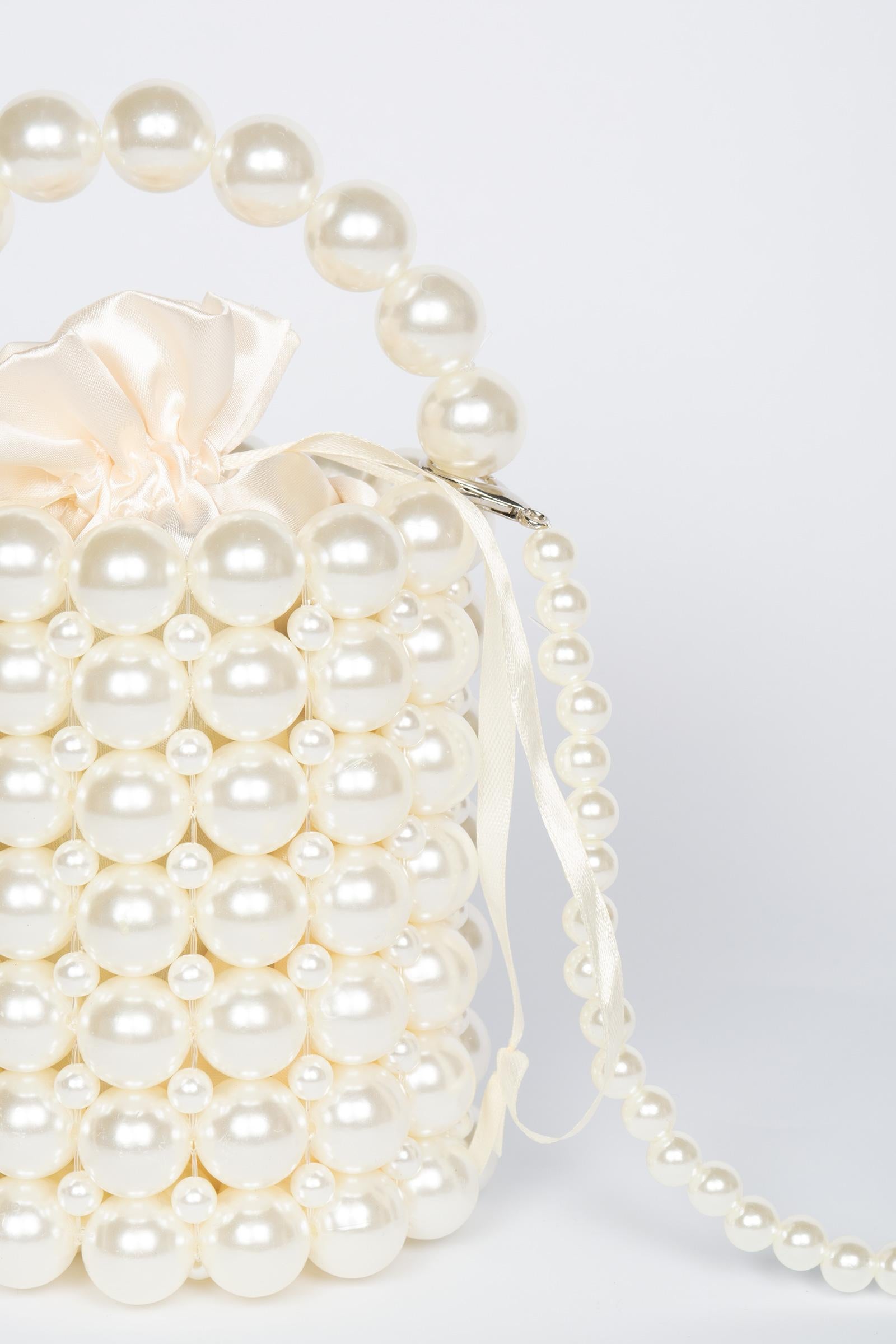 mini bucket con perle BPEARLS WHITE MIRIAM STELLA 