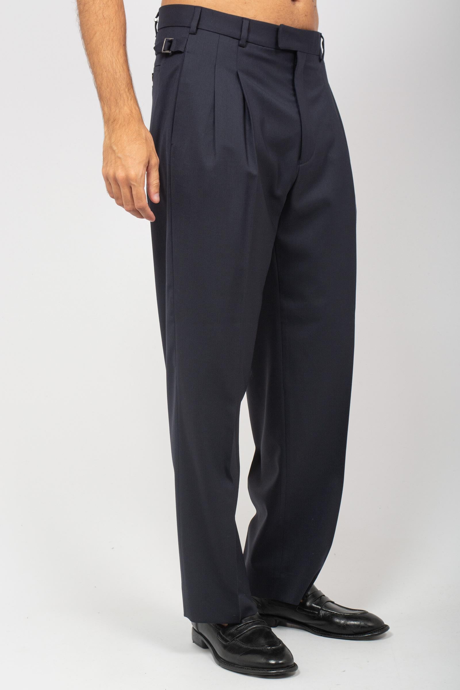 pantalone wide leg in misto lana vergine 'mat' MATWBS BLU BE ABLE 