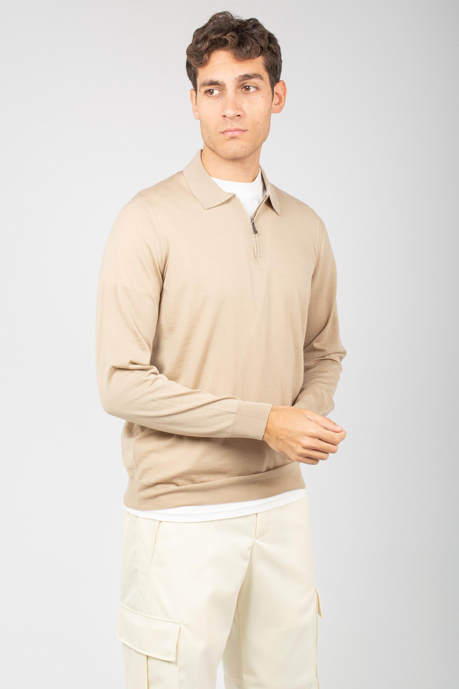 polo con zip in lana merinos ultrafine D0D149 150 DRUMOHR 