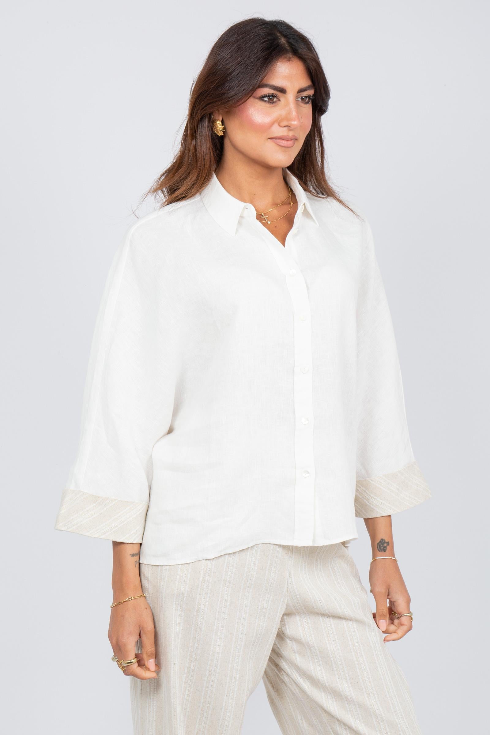 camicia kimono in lino SS260435154 111 PUROTATTO 