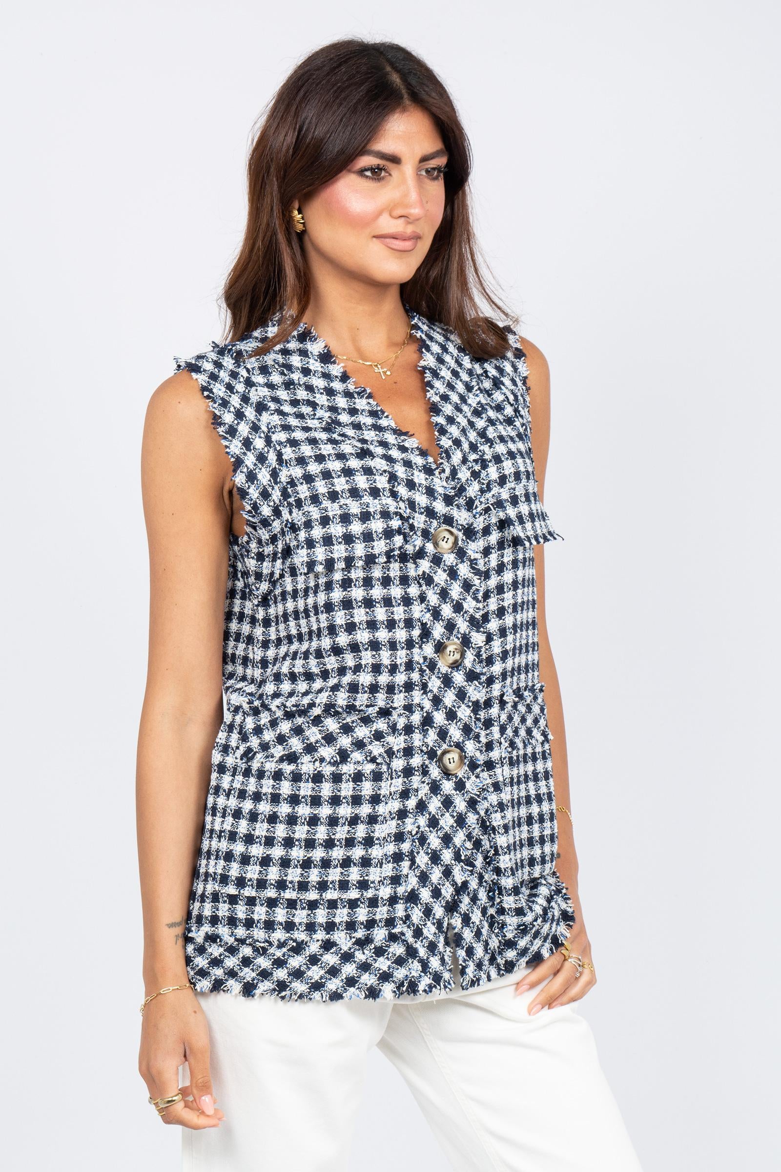 gilet in filo tweed R027R002332N 01 DIANA GALLESI 