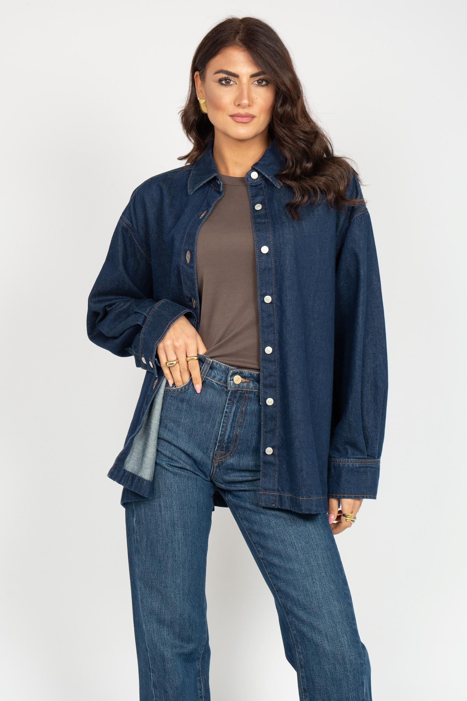 camicia in denim pleated 7UZ10555 FRANKLIN 7 FOR ALL MANKIND 