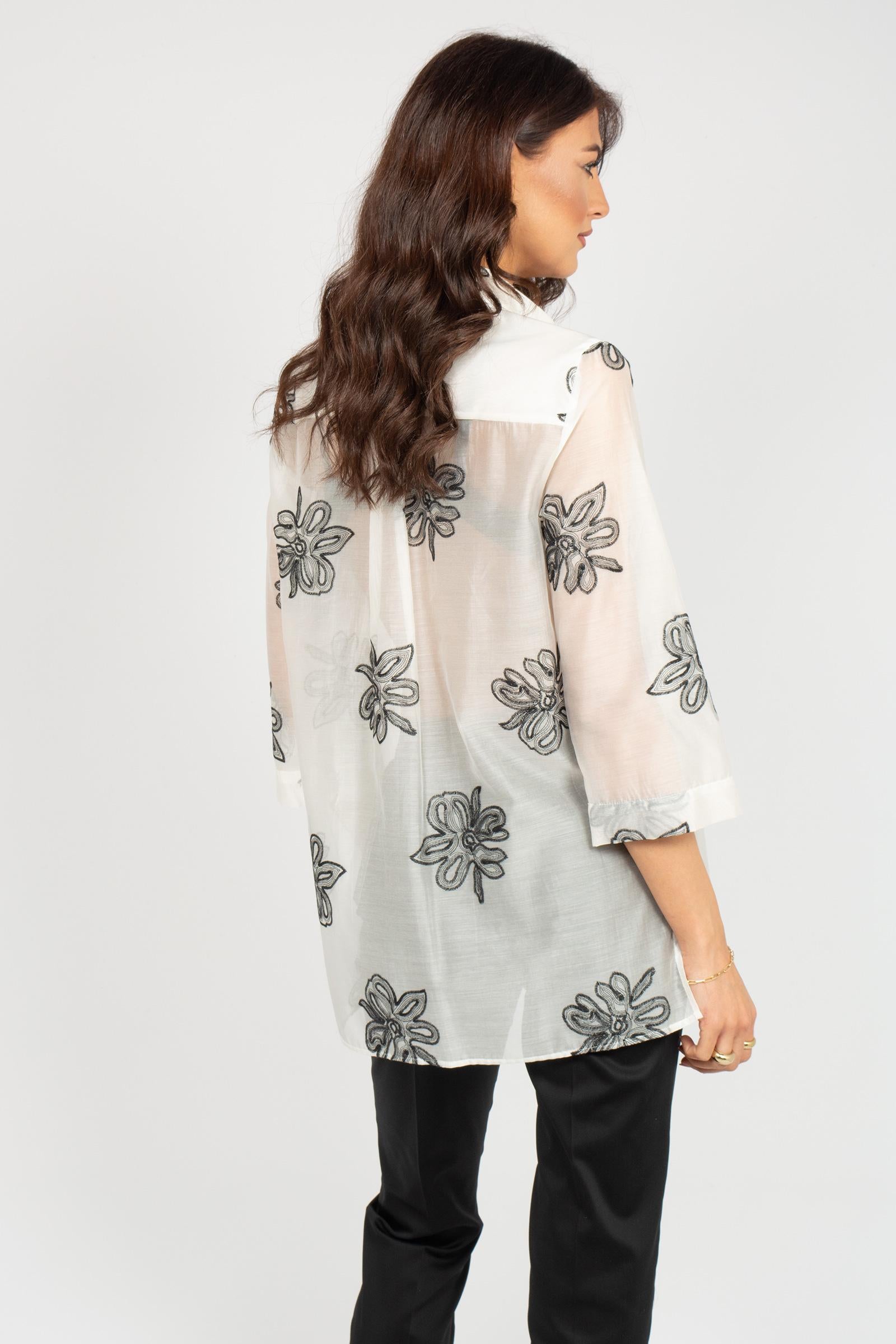 camicia oversize in cotone ricamato 5002R003088N 01 DIANA GALLESI 