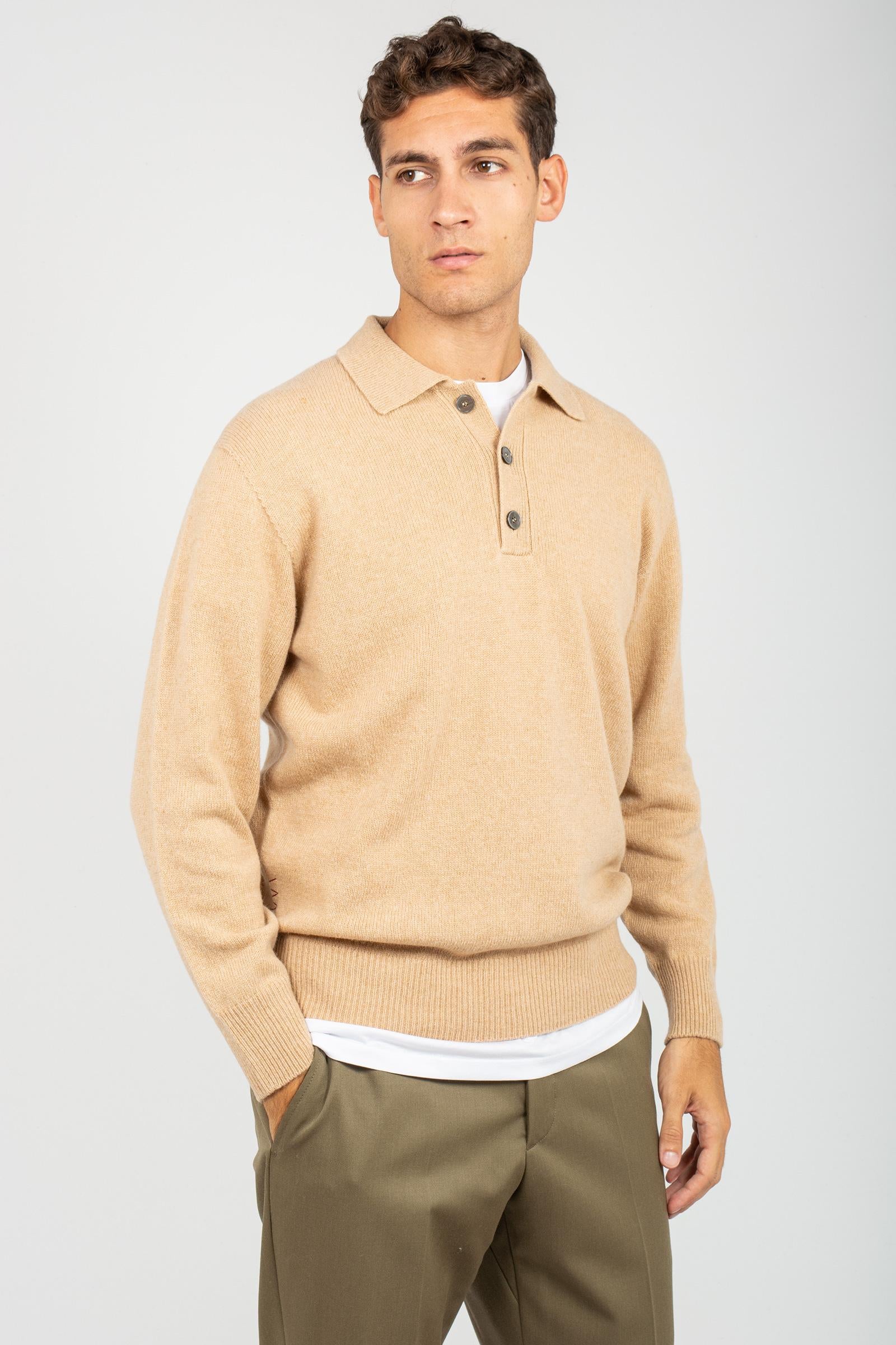 polo in lana B9F0102 BEIGE AMARANTO 