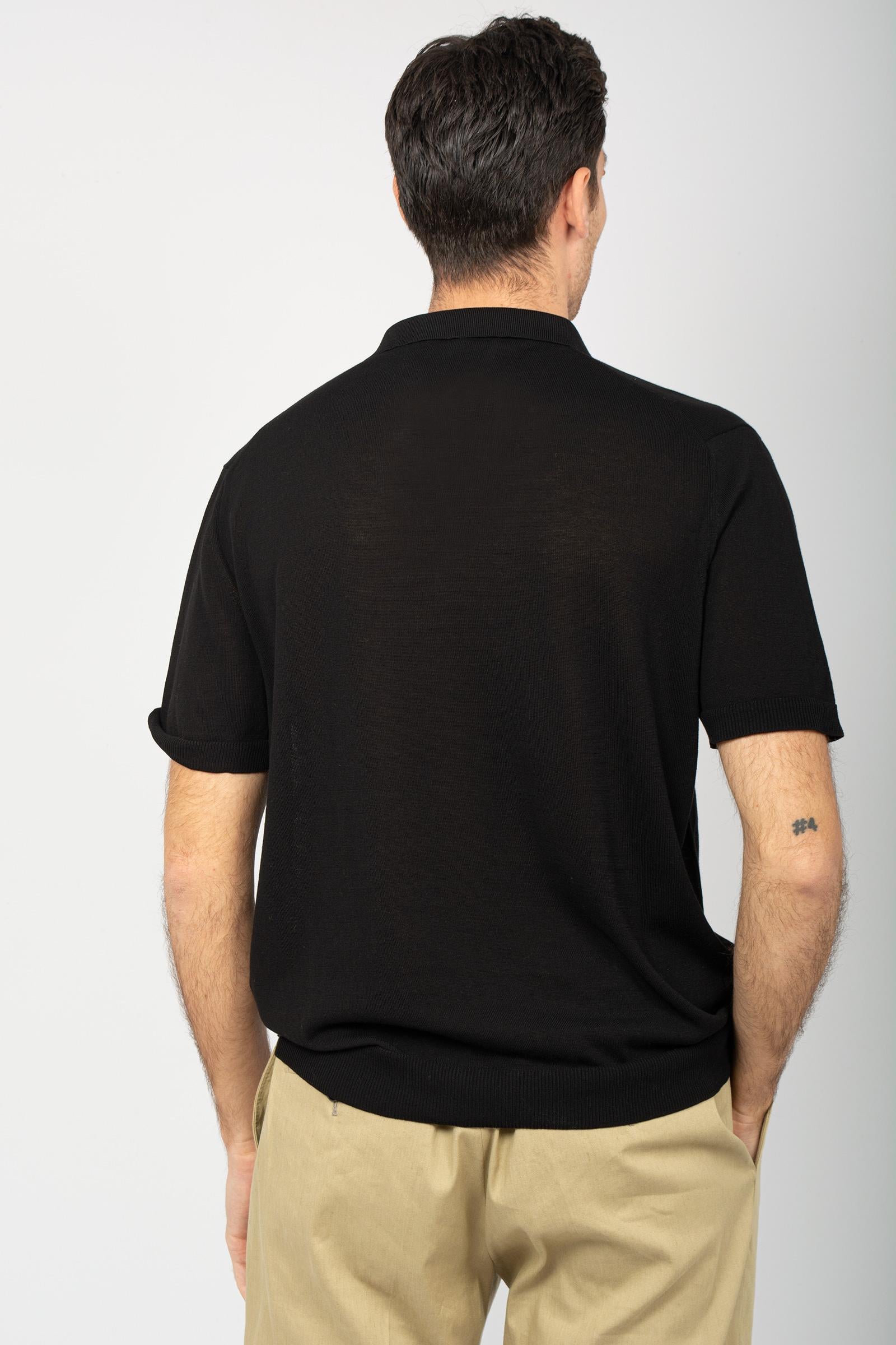 polo in filo di cotone B9D0013D NERO AMARANTO 