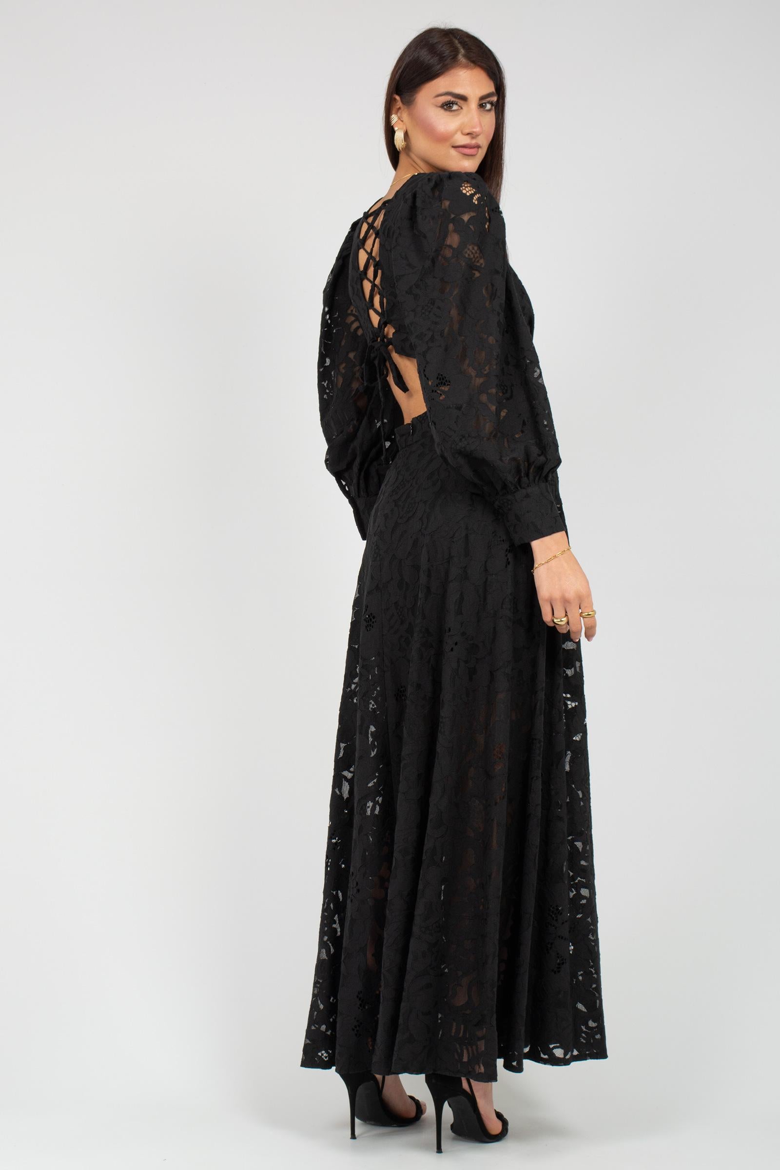 abito cut out in pizzo nero AB4129ART16201 BLACK ACTUALEE 