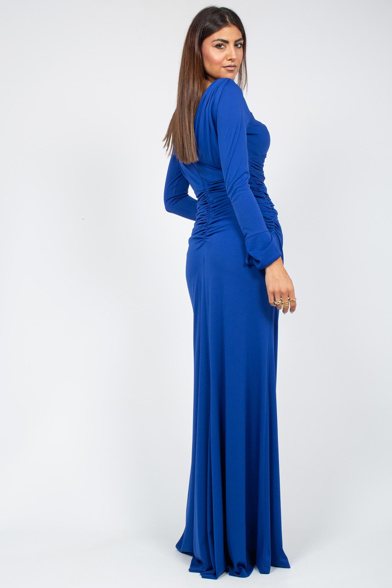 abito lungo con drappeggi 22613 ELETTRICBLUE OLISHA 