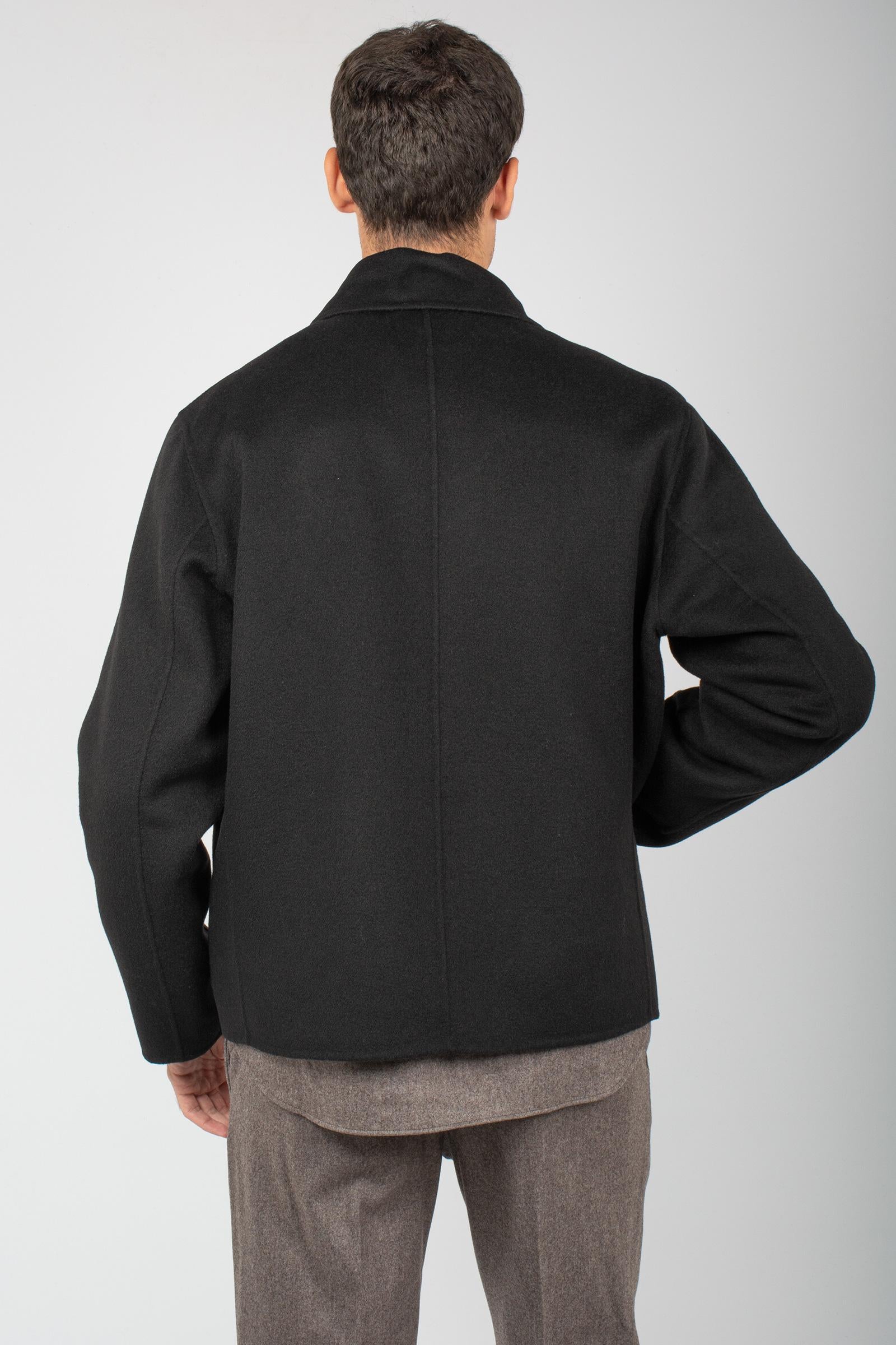 giacca con zip in panno di lana B51PUDANTDOU NERO PALTO' 