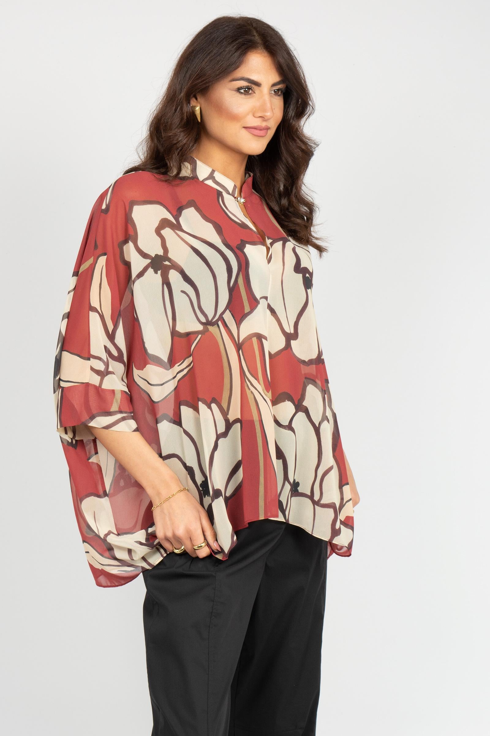 camicia oversize in georgette stampata 2226E100354N 01 DIANA GALLESI 