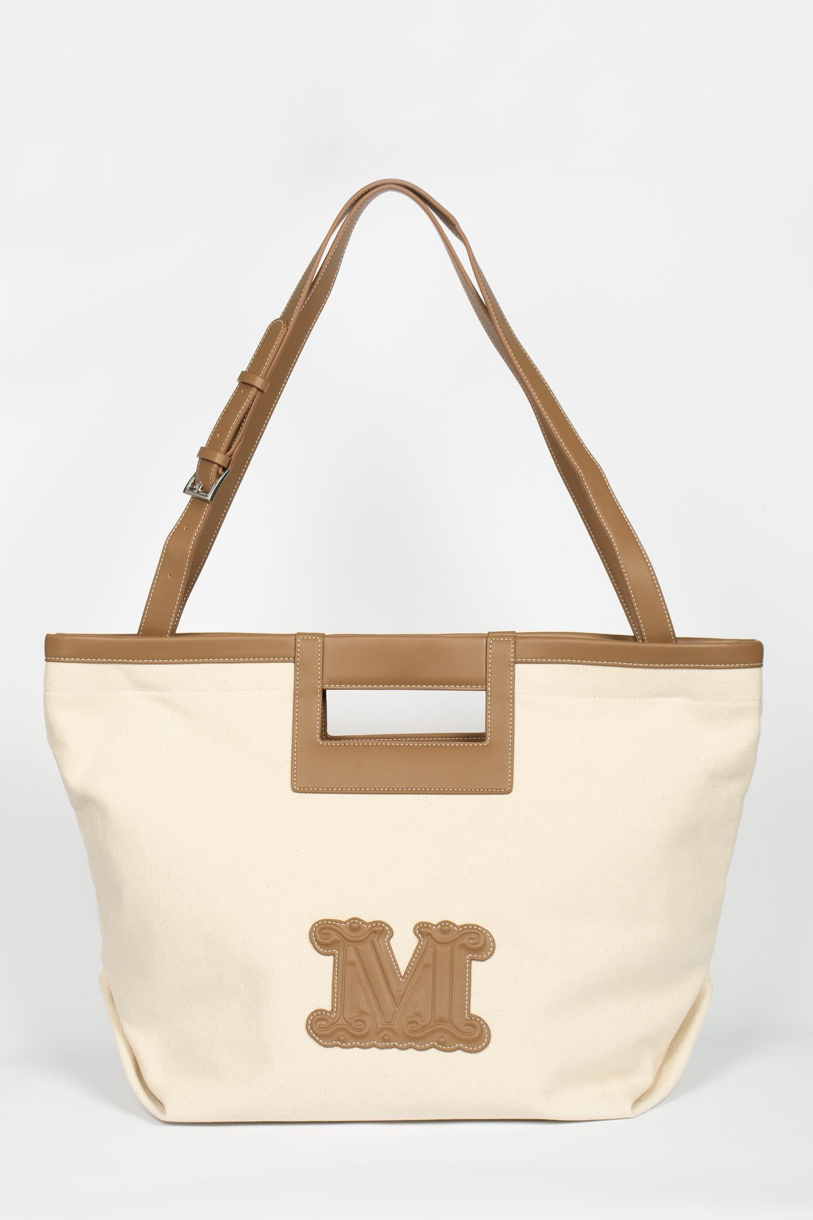 Shopper in tela di cotone 'ecru' 2616511039600 001 MAXMARA BEACHWARE 