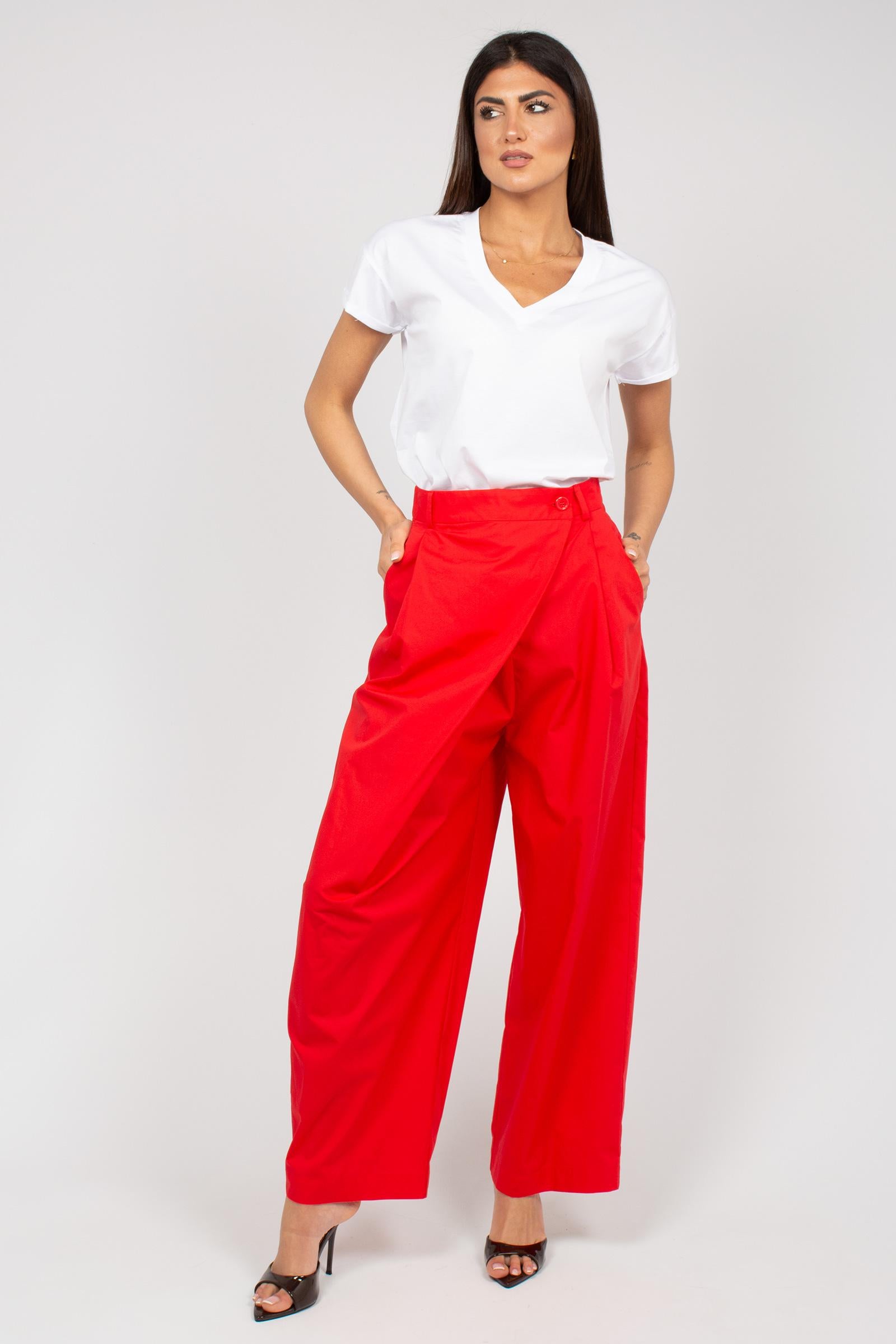 pantalone con pannello in cotone M1AB0013 RED SOLOTRE 
