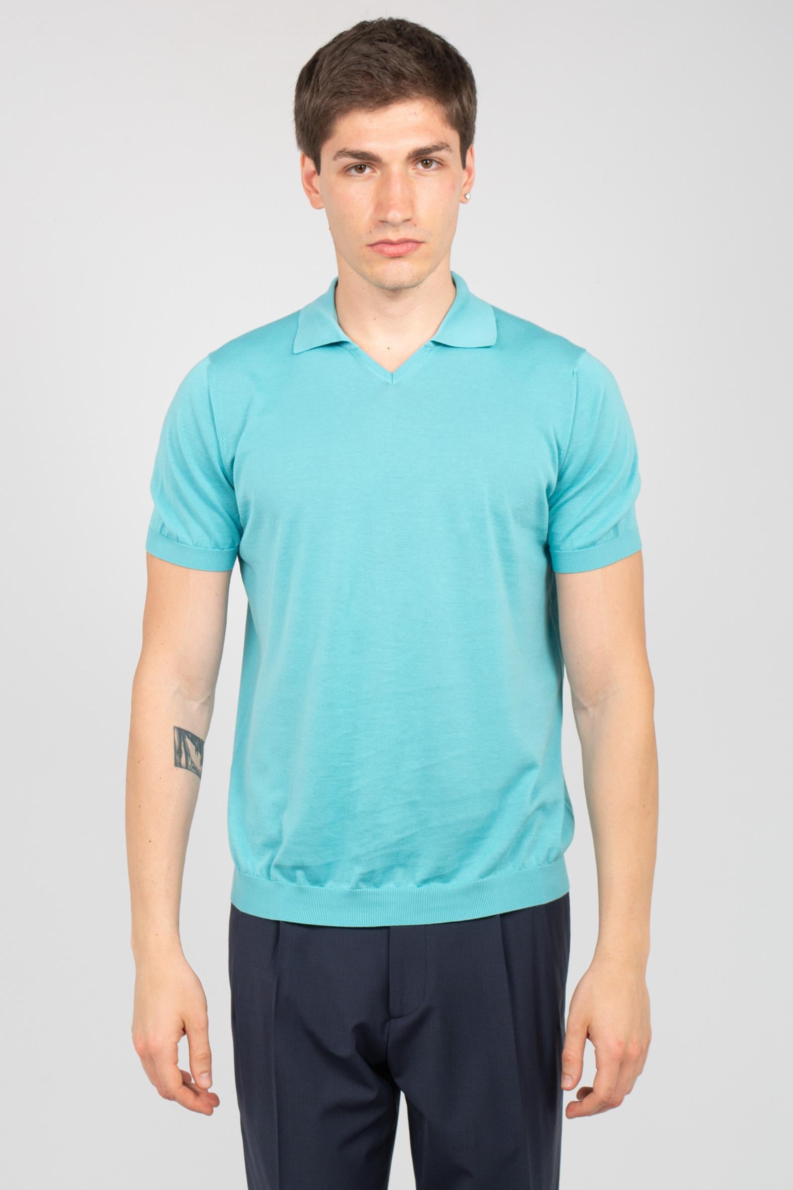 polo scollo v in cotone D0GN146 717 DRUMOHR 