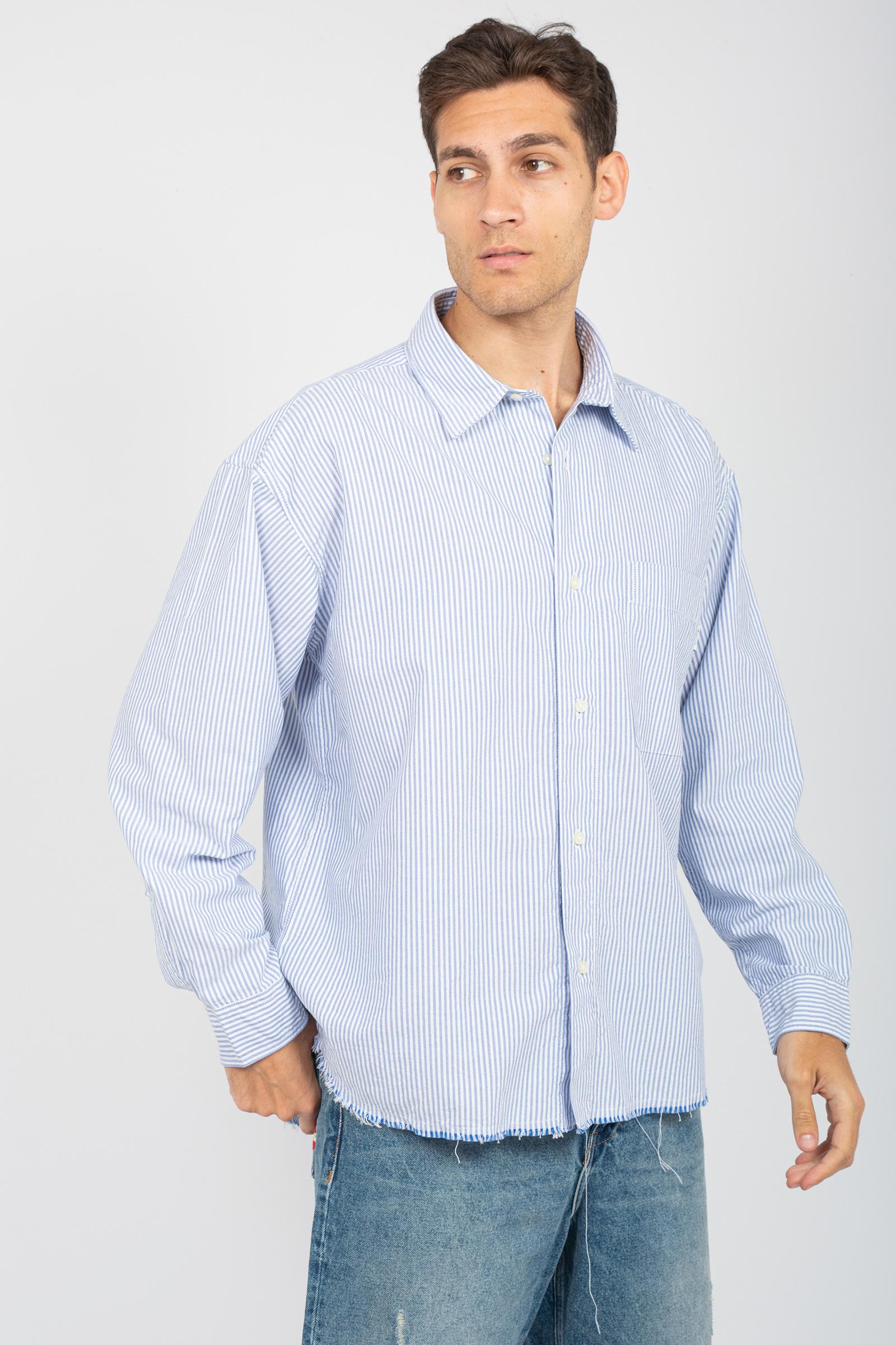 camicia in popeline a righe 'dropped' AMU128CG35XXXX C0153 AMISH 