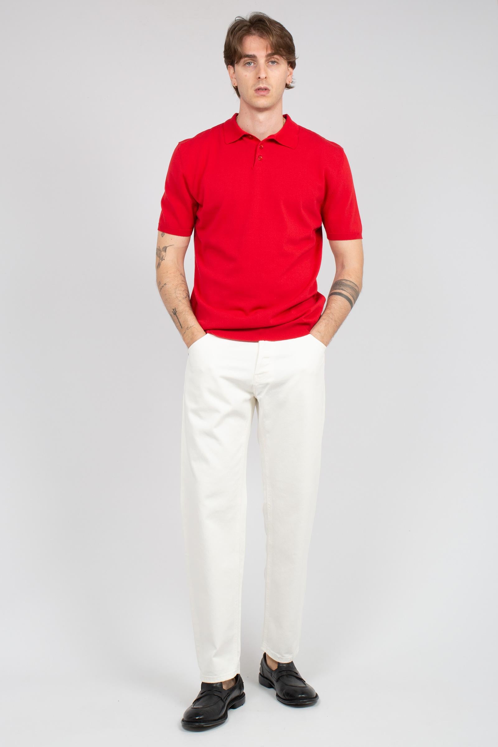 polo in cotone B9AB0051 ROSSO AMARANTO 