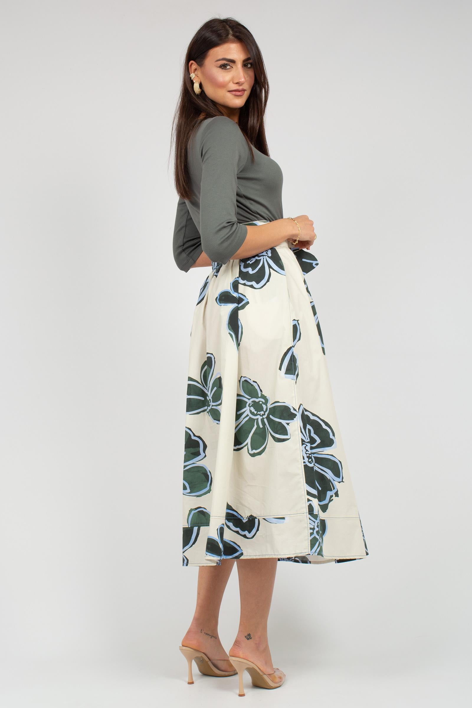 abito in cotone stampato S7399V9590 428 ROSSO 35 