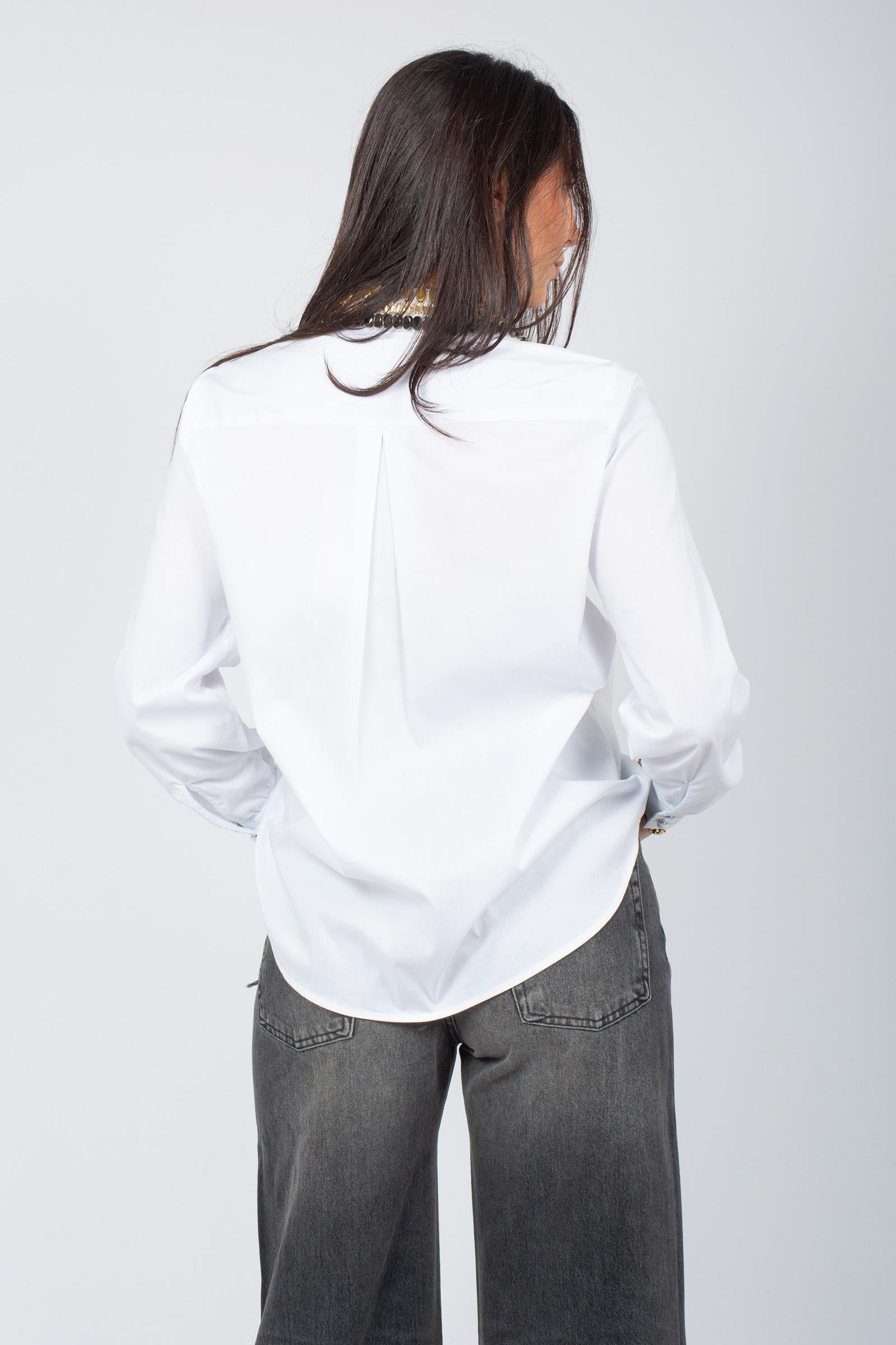 camicia in popeline con colletto ricamato JM556415214 10000 MALIPARMI 