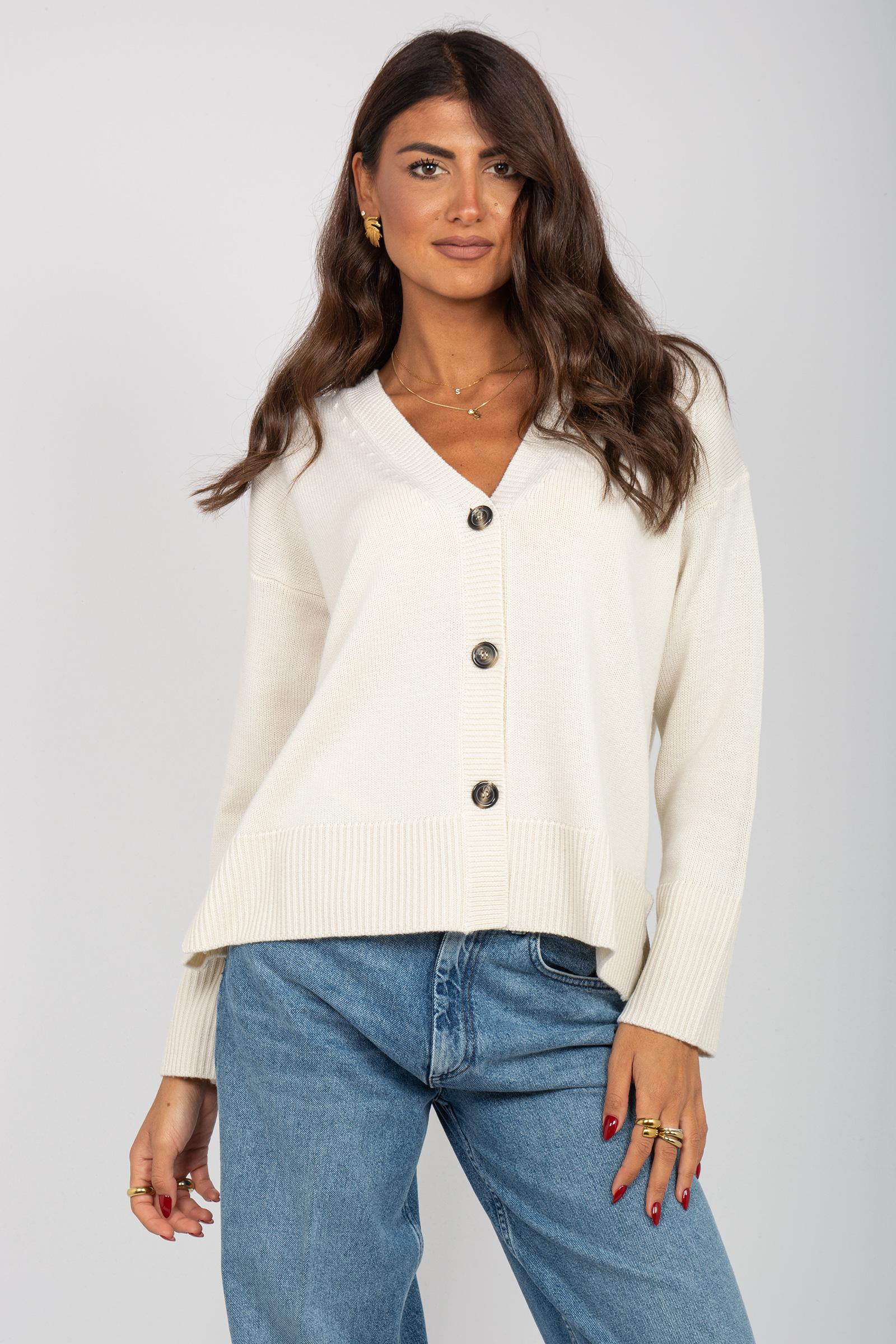 cardigan in lana M3F0099 PANNA SOLOTRE 