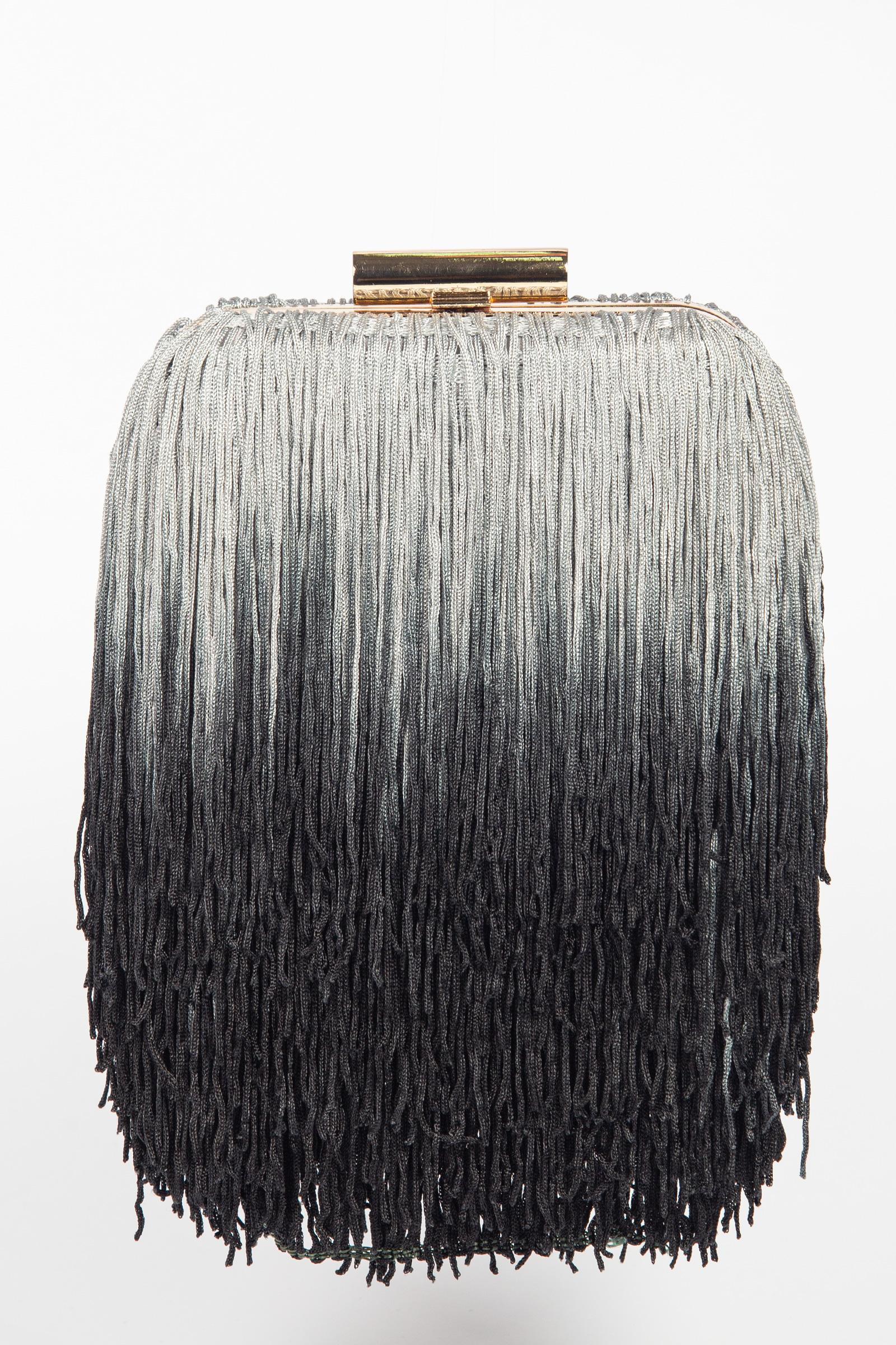 clutch rigida con frange ACA072 GRIGIONERO ANNA CECERE 