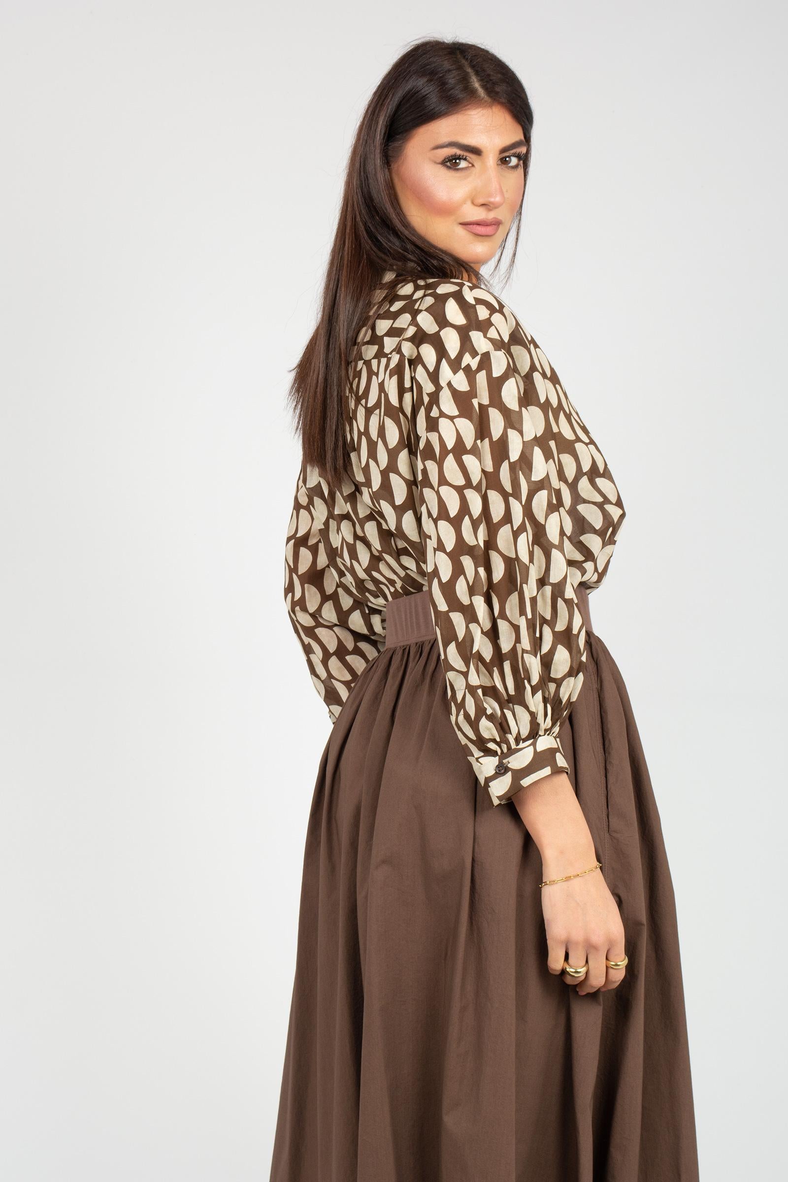camicia in cotone stampato S7420B3721 345 ROSSO 35 