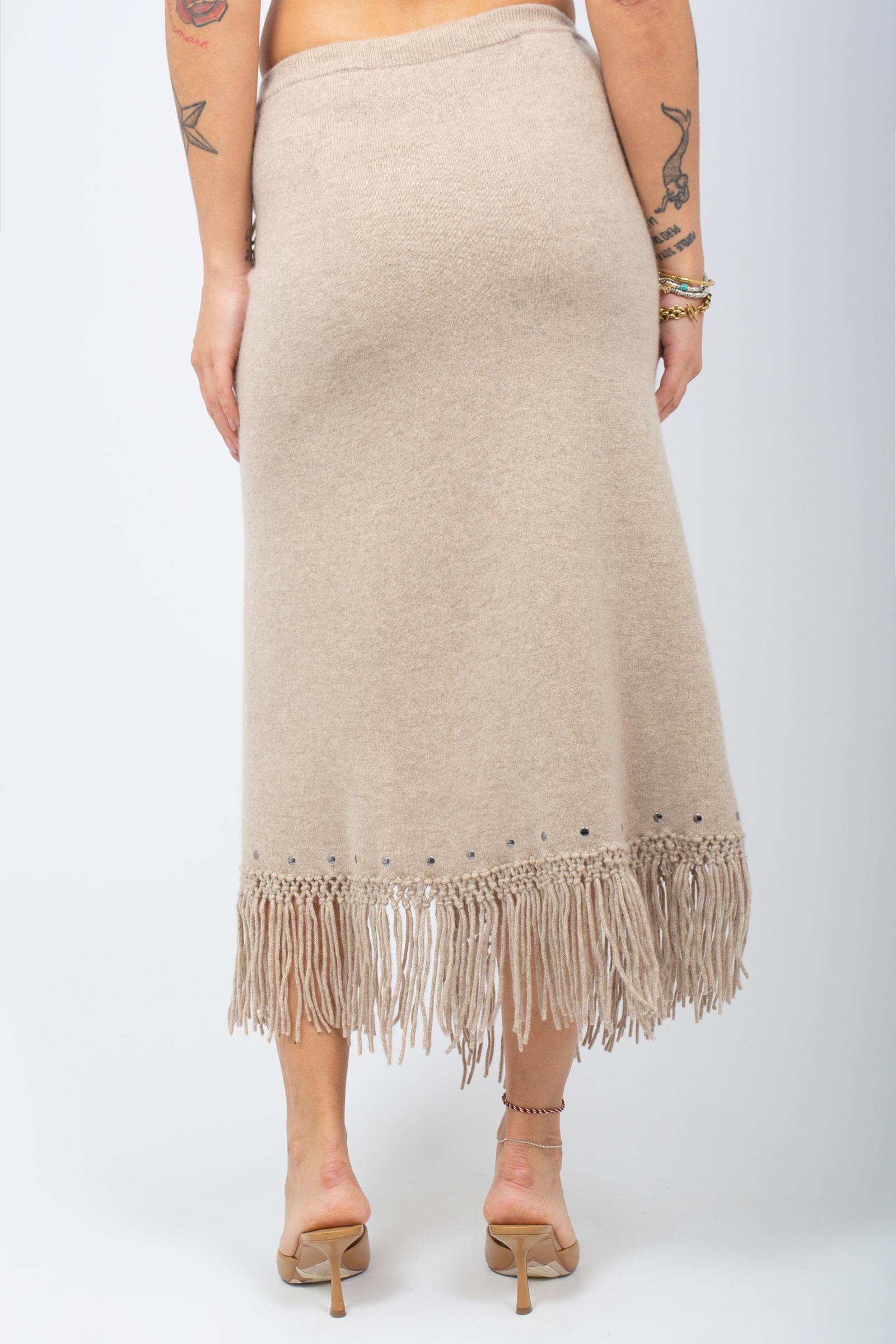 gonna in cashmere con frange 4704112C SANDSTONE NOT SHY 