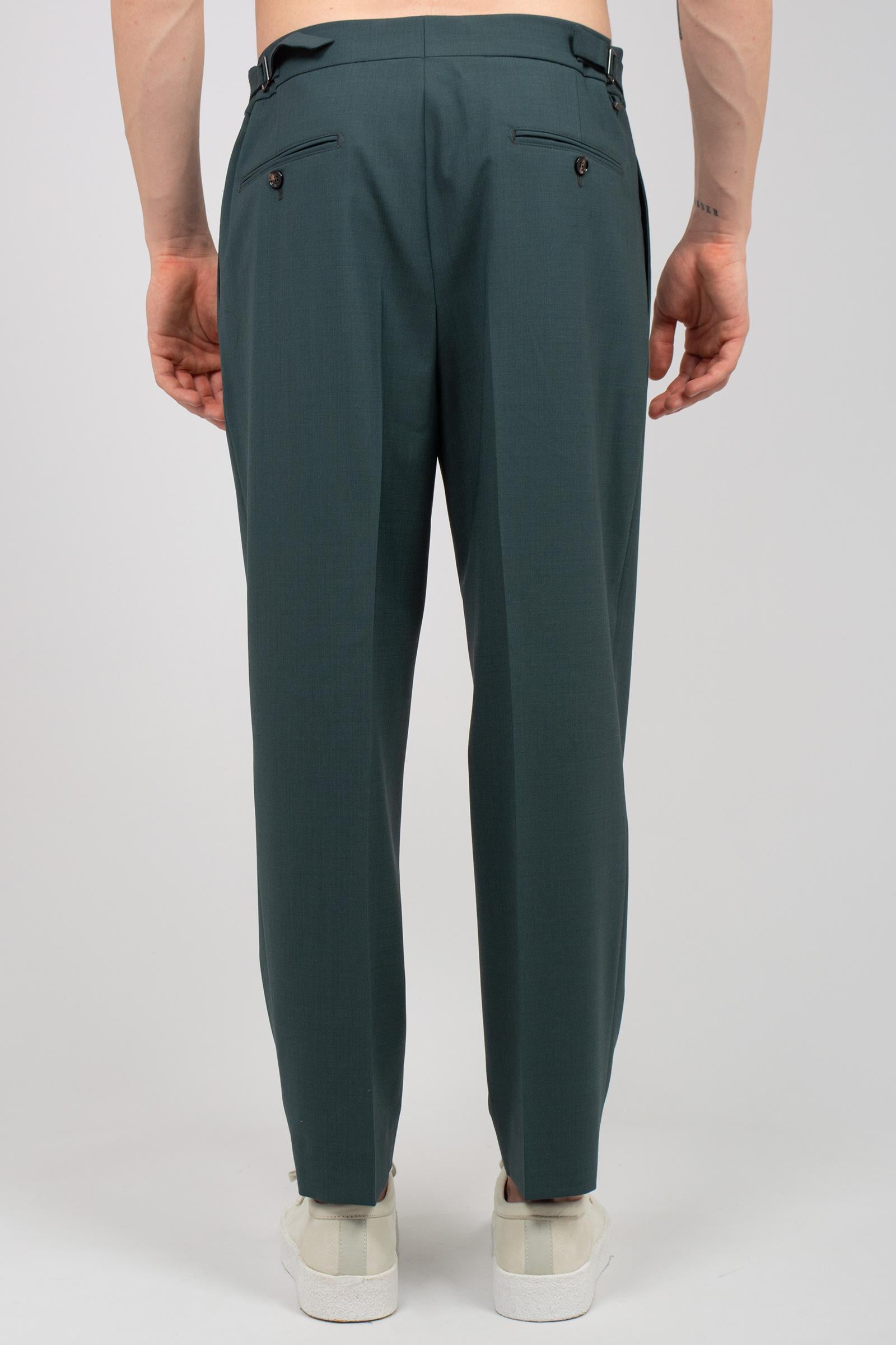 pantalone con pince in fresco lana 'roy' ROYTBCMS26 VERDE BE ABLE 