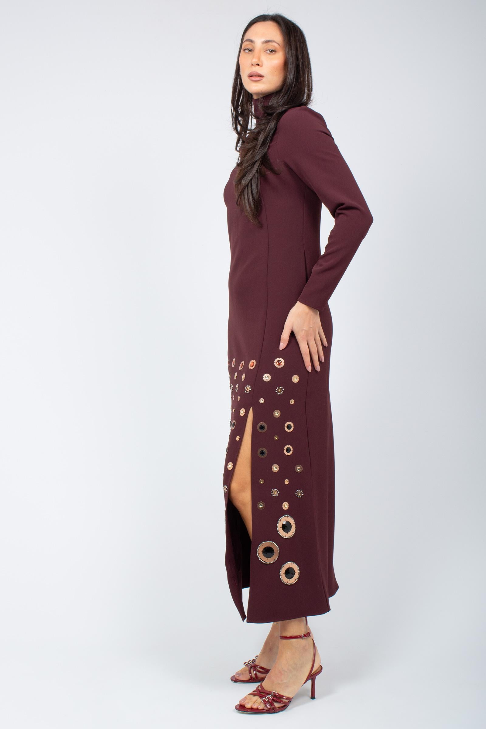 abito lungo con ricamo disco JF668450657 50022 MALIPARMI 