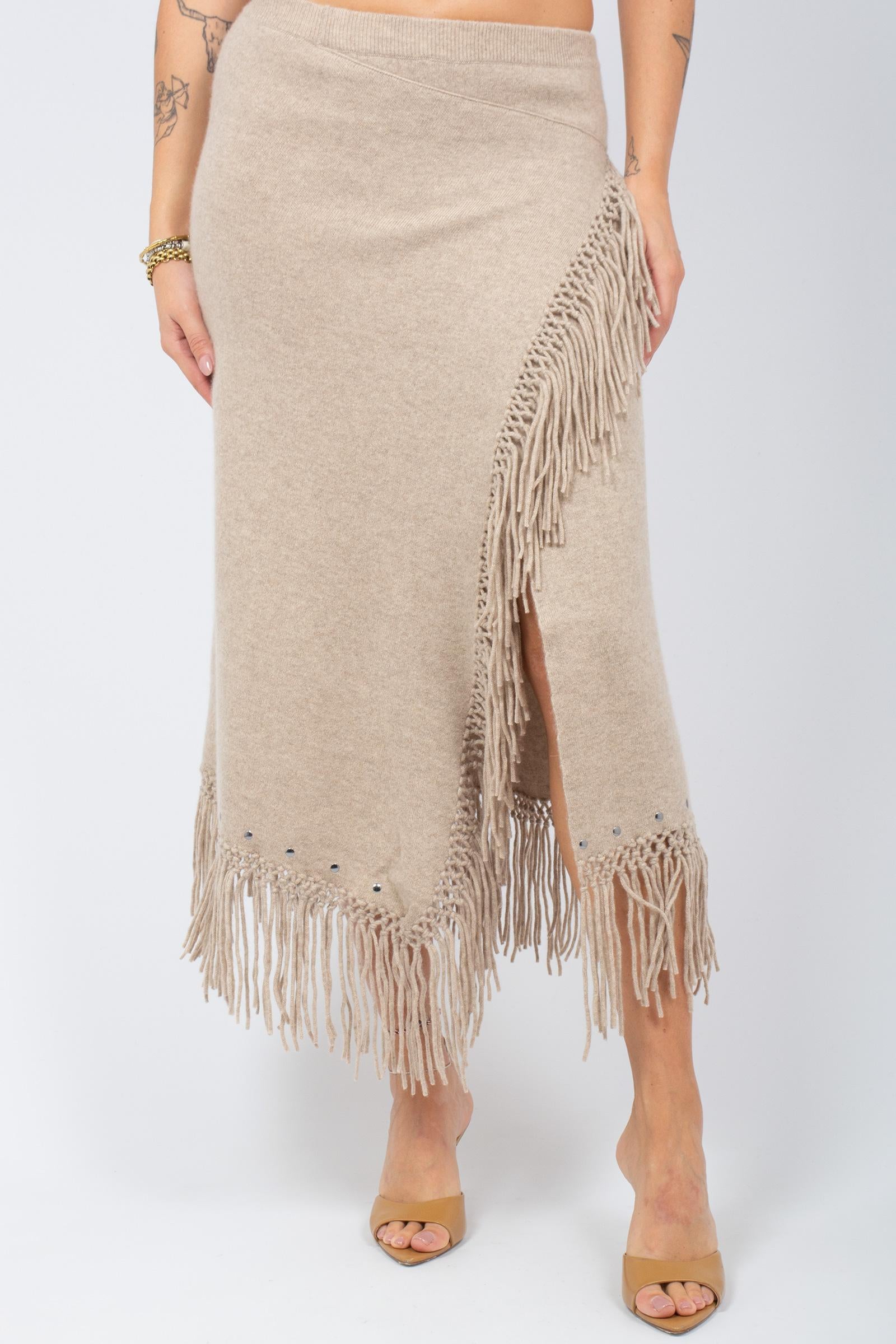 gonna in cashmere con frange 4704112C SANDSTONE NOT SHY 