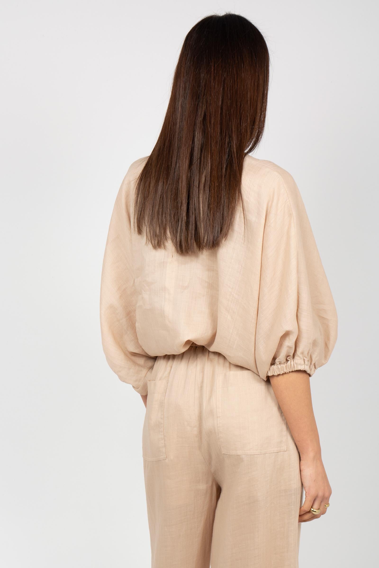 blusa ampia in ramie M1AB0204 NATURALE SOLOTRE 